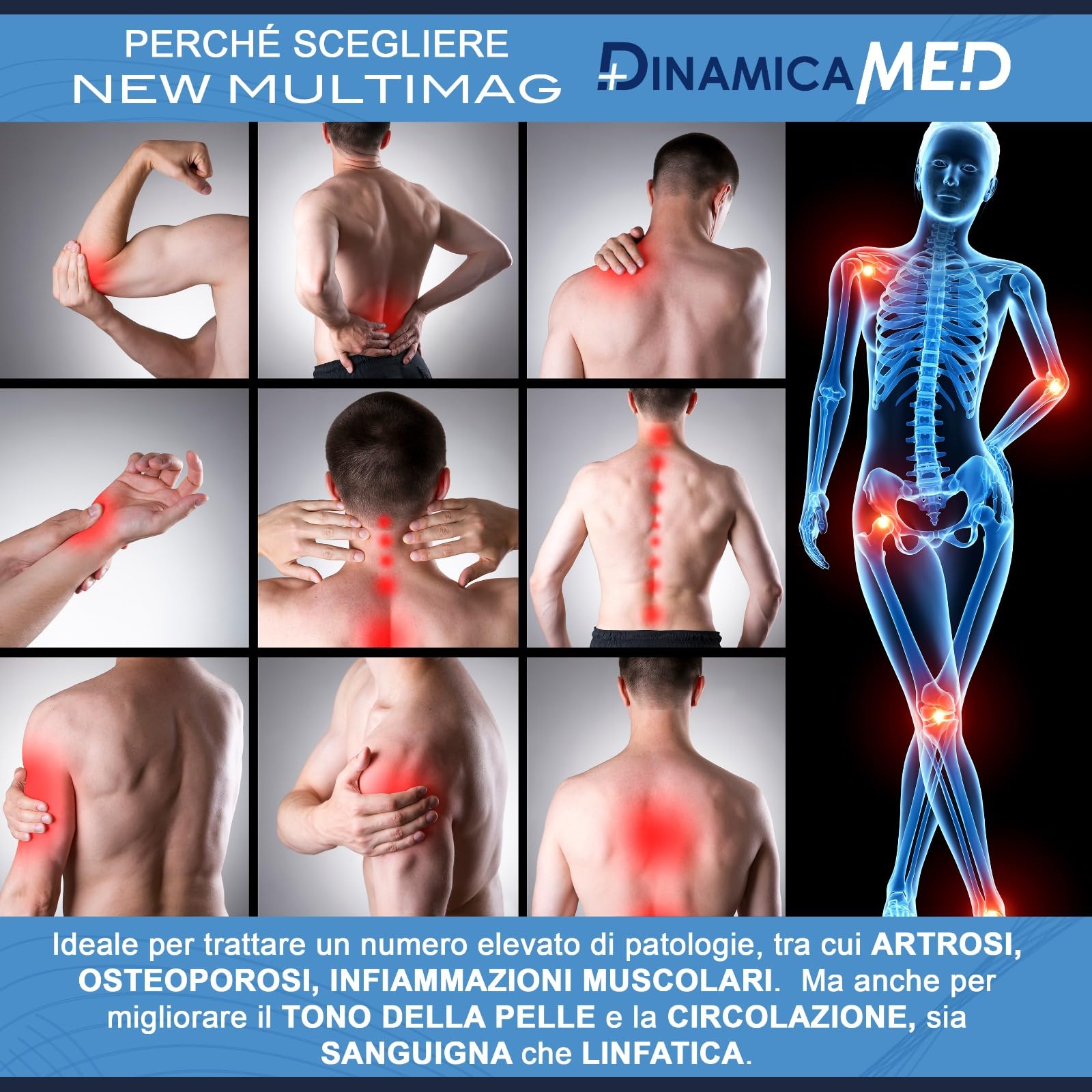 Dinamicamed New MultiMag PRO 7.0 Apparecchio per Magnetoterapia, Magnetoterapia con 2 Diffusori in Bassa Frequenza (LF) e Stuoia 160x190 ad Alta Frequenza (HF)