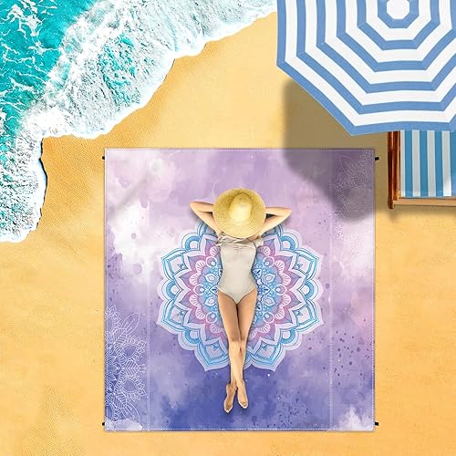 Miniatura 5 de MXICNC Sandfree - Manta de playa impermeable, portátil, ligera, de gran tamaño, 79 x 83 pulgadas, manta para 4-7 adultos para viajes, campamento,