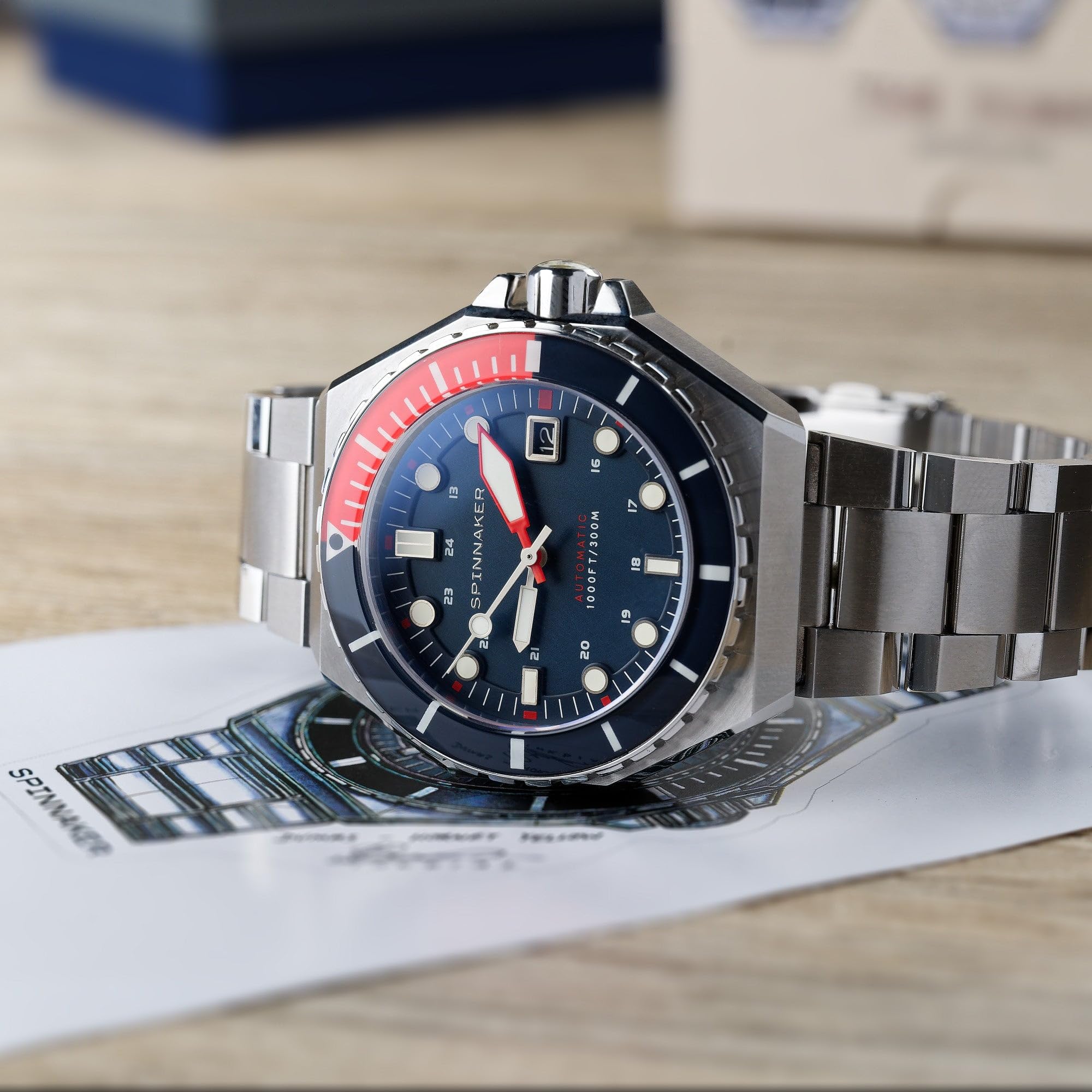 Spinnaker para hombre 44 mm Dumas Automático 3 Agujas Reloj con Correa de Acero Inoxidable Sólido SP-5081