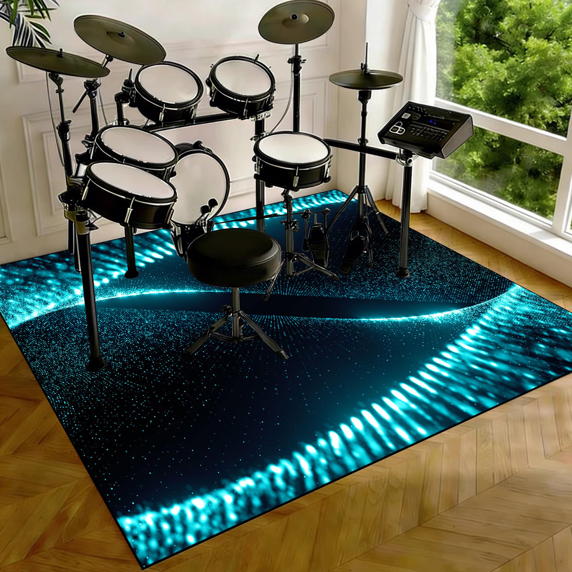 Schlagzeugteppich Schallschutz Akustik Teppich Drum Teppich Schallschutzmatte Drum Rug Drum Matte Drumteppich rutschfeste Trommel Teppiche, Für Bass Drum Snare Schlagzeug Teppich 230 x 180 cm