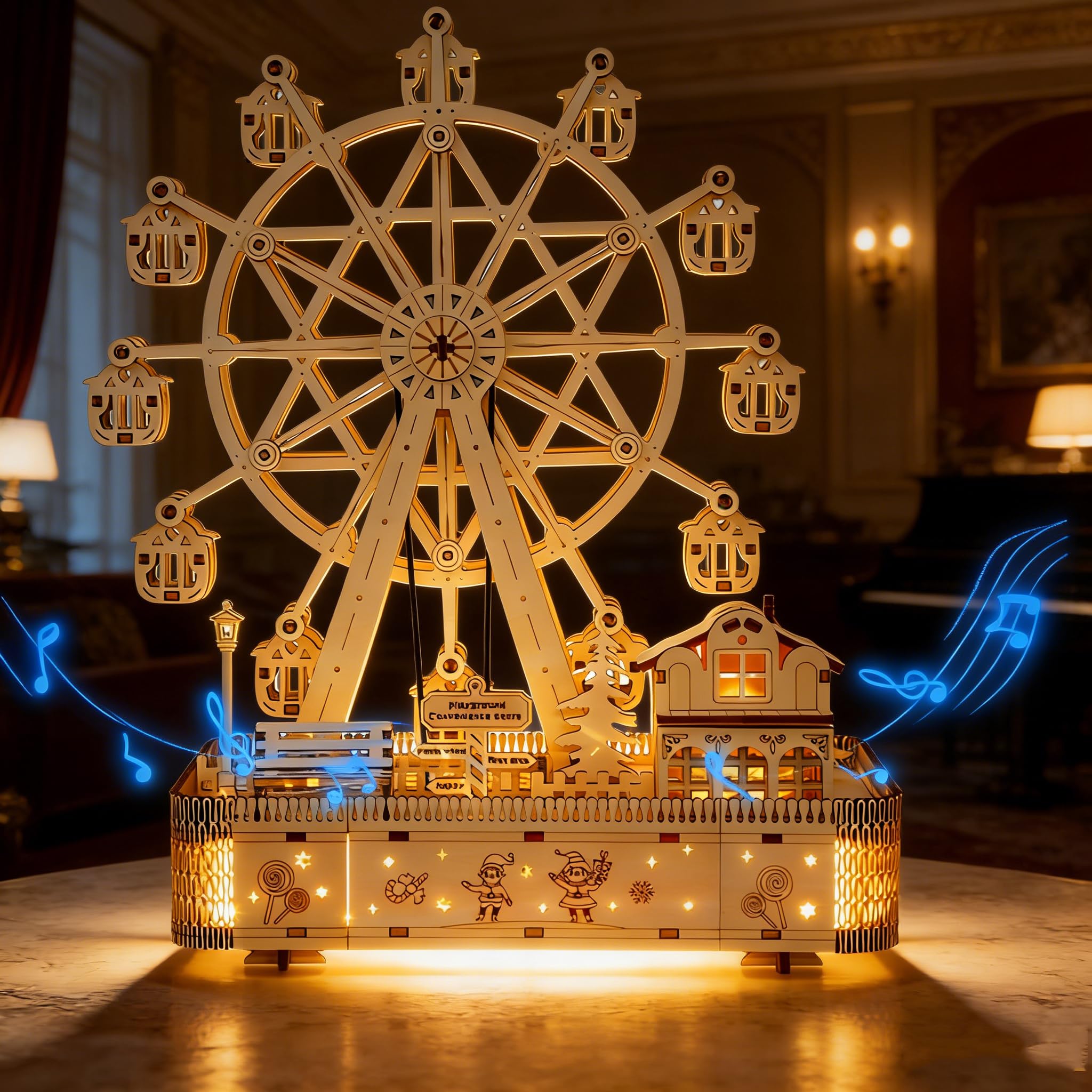 Foyucool Wooden 3D Puzzle for Adults - DIY Ferris Wheel Model Kit
