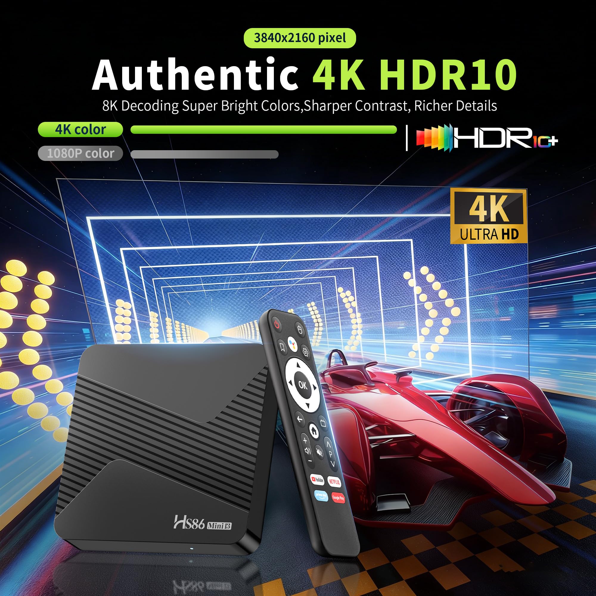 Android TV Box 14.0, Android Box 2GB RAM 16GB ROM, RK3528 Quad-Core, supporta 2.4G/5G Doppio WiFi, 100M Ethernet Ultra HD 8K Smart TV Box