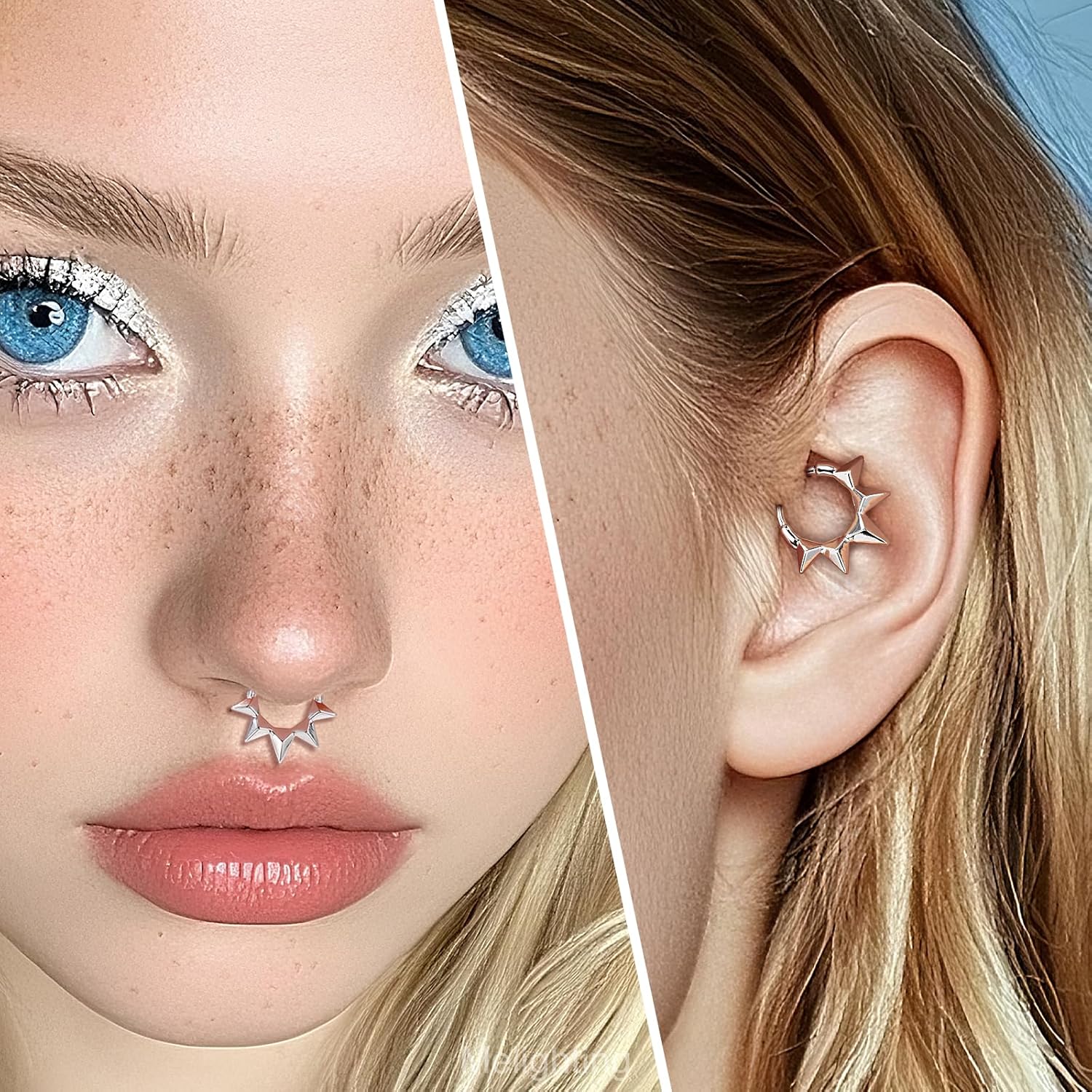 Melighting 16G Septum Ring Stainless Steel 316L Daith Piercing Jewelry 8/10 mm Helix Stud Septum Clicker for Women - Image 6