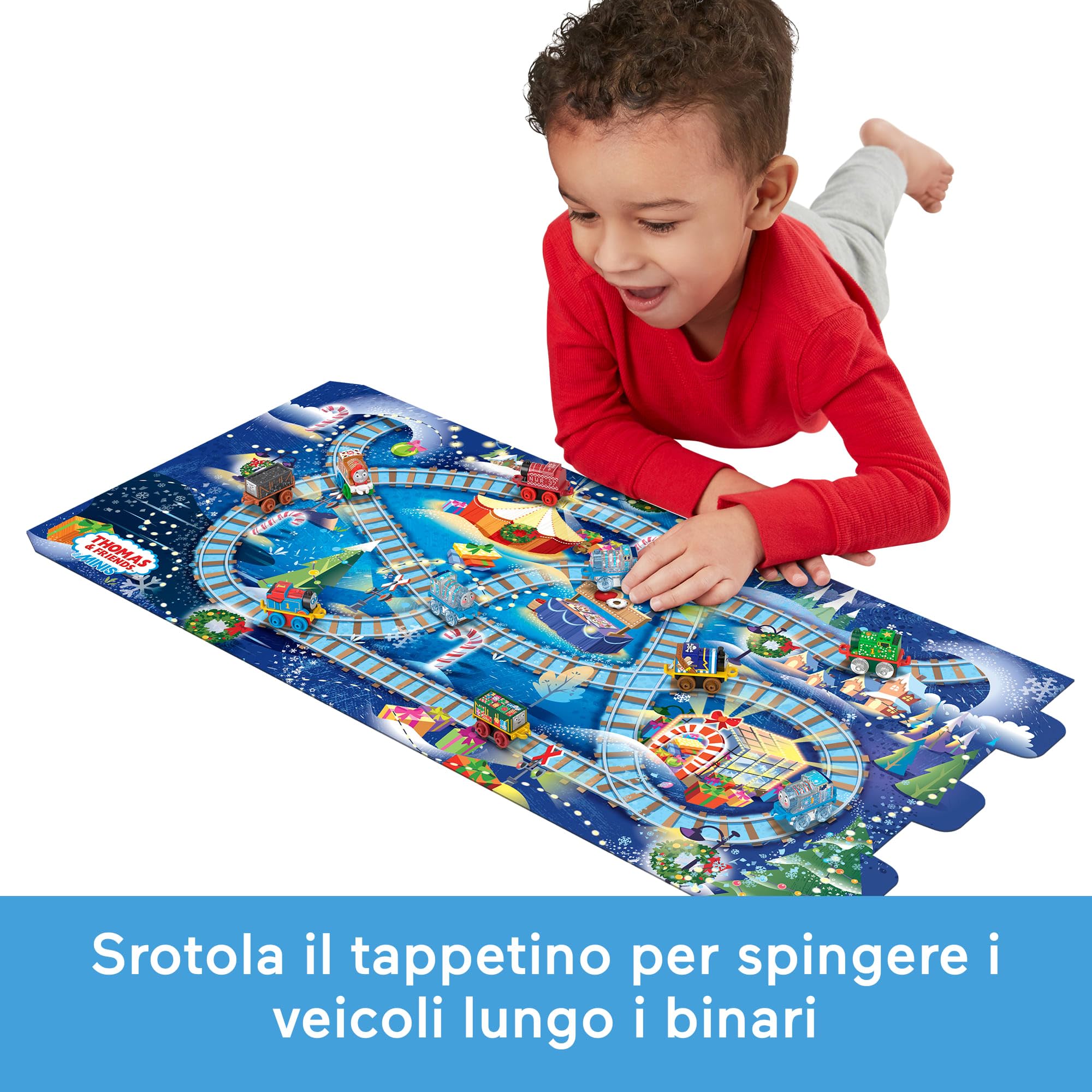 Thomas & Friends - MINIS Calendario dell'Avvento, 24 sorprese per le feste di Natale, include 8 trenini e veicoli di cui 2 profumati, giocattolo per bambini, 3+ anni, HWB49