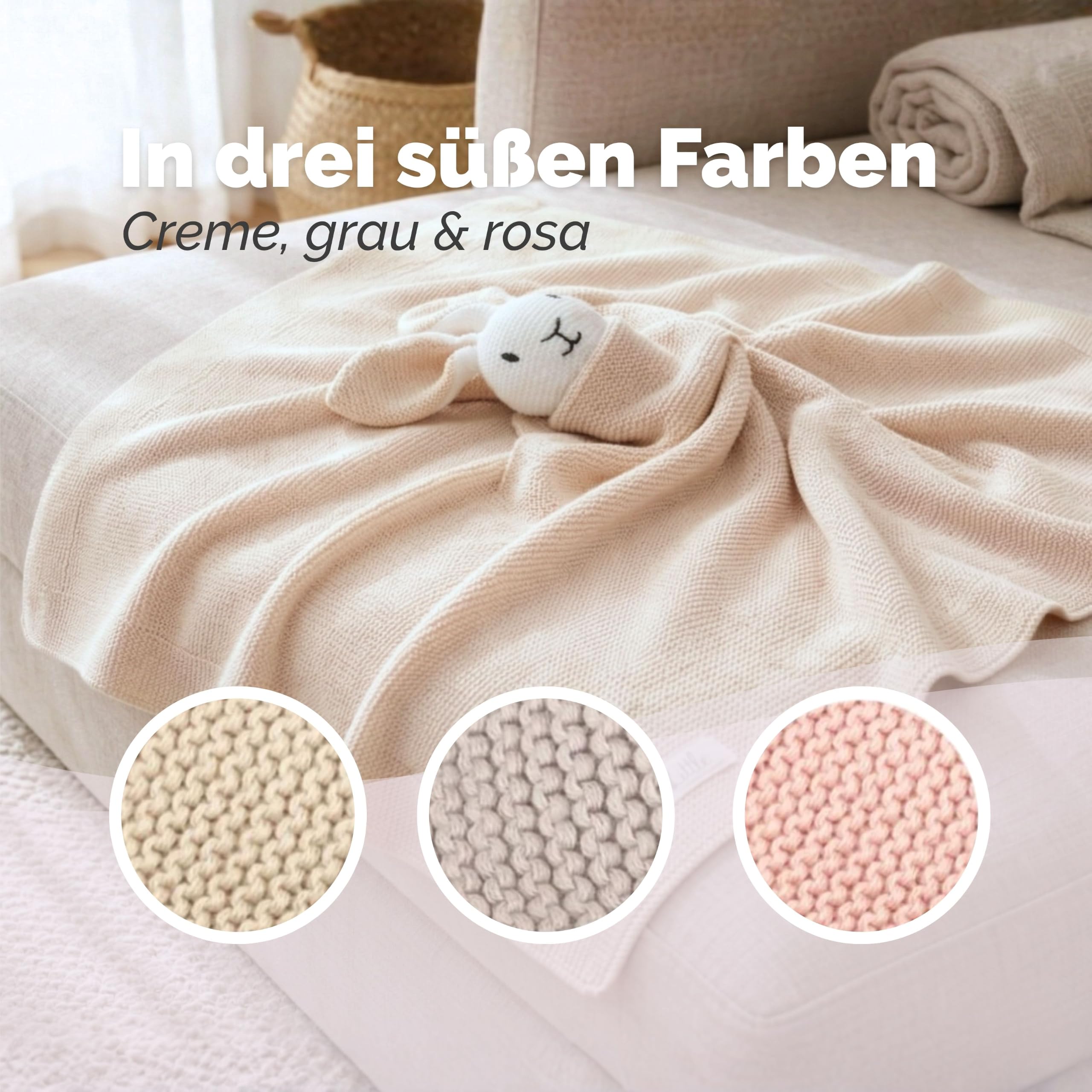 Livella 2-in-1 Babydecke & Kuscheltuch Hase – 75x100 cm, 100% Bio-Baumwolle