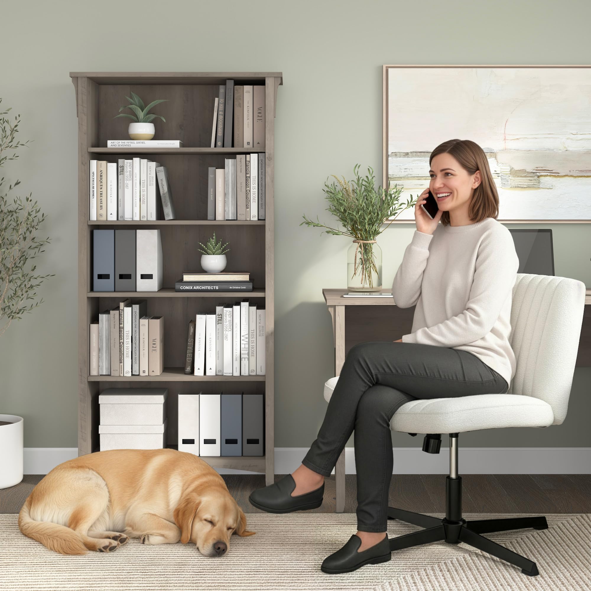 Amazon.com: Bush Home Salinas 5 Shelf Bookcase in Driftwood Gray
