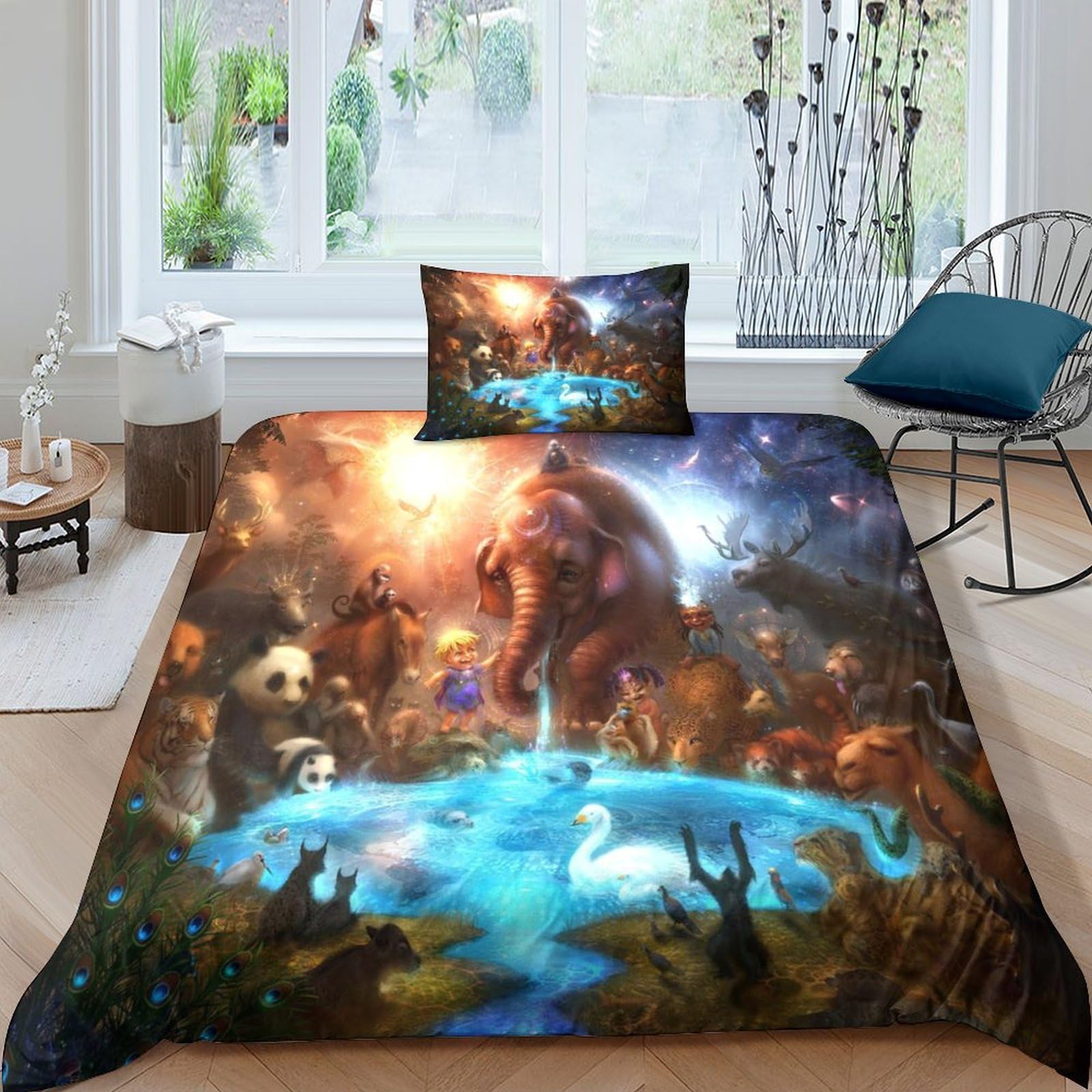 Parure de lit 3 pièces 135x200 microfibre zippée motif 3D animaux
