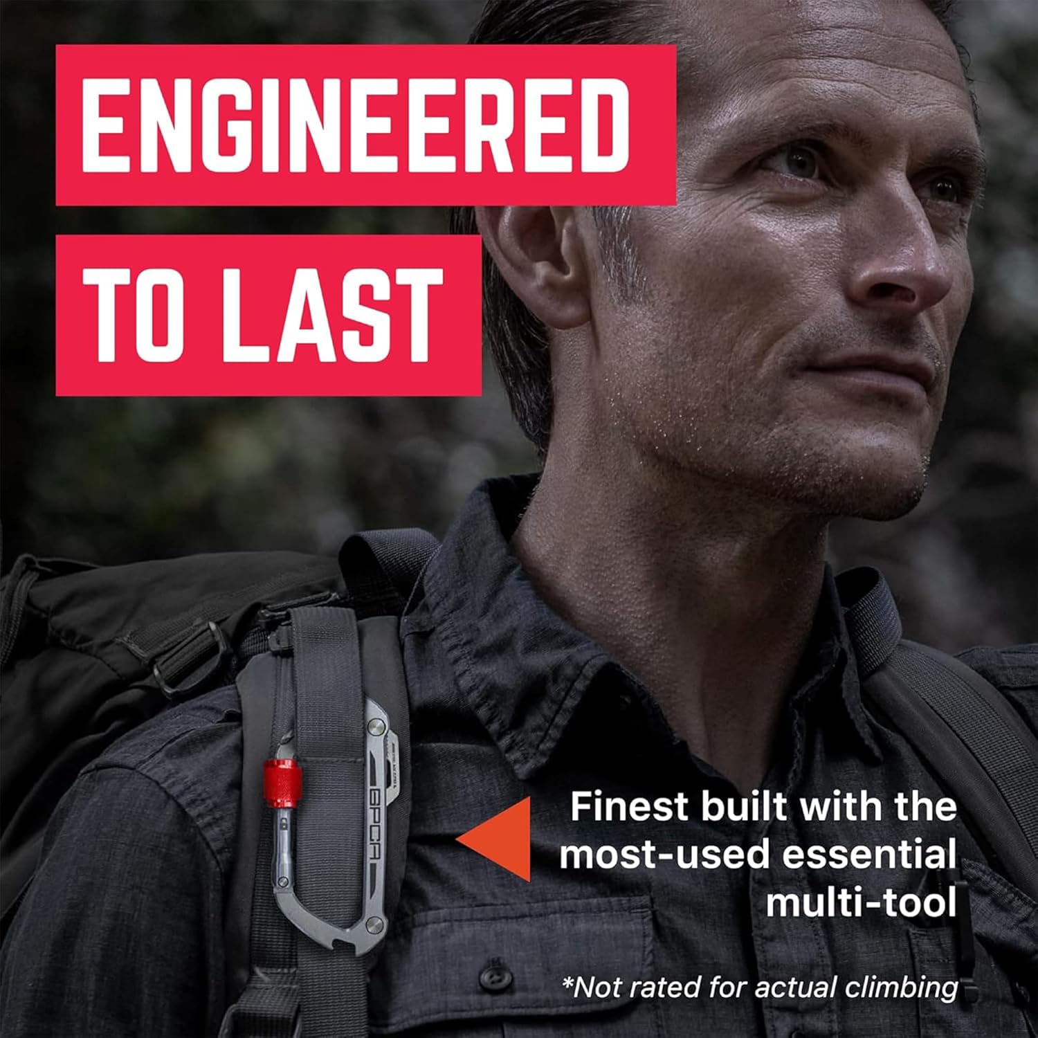 GPCA Carabiner Multitool - Carabiner Heavy Duty Key Clip for Keys, Bottle Opener, Screwdriver, Box Cutter, Ruler, Keychain Clip, Keychain Organizer, EDC Gear for Camping & Hiking - Gifts for Men