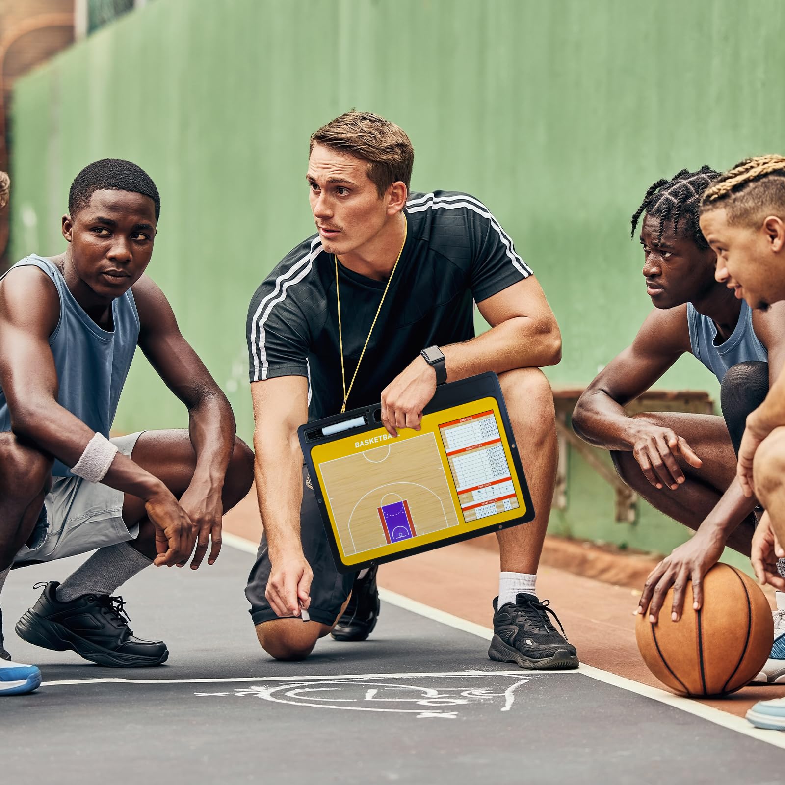 Pizarra Entrenador de Baloncesto Magnética Plegable con Imanes, Lapiceros y Borrador