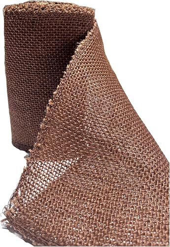 Miniatura 3 de Rollo de cinta de arpillera. 5.5 pulgadas x 15 pies. Bordes cosidos. Rollo de arpillera de color. 100% yute (marrón)