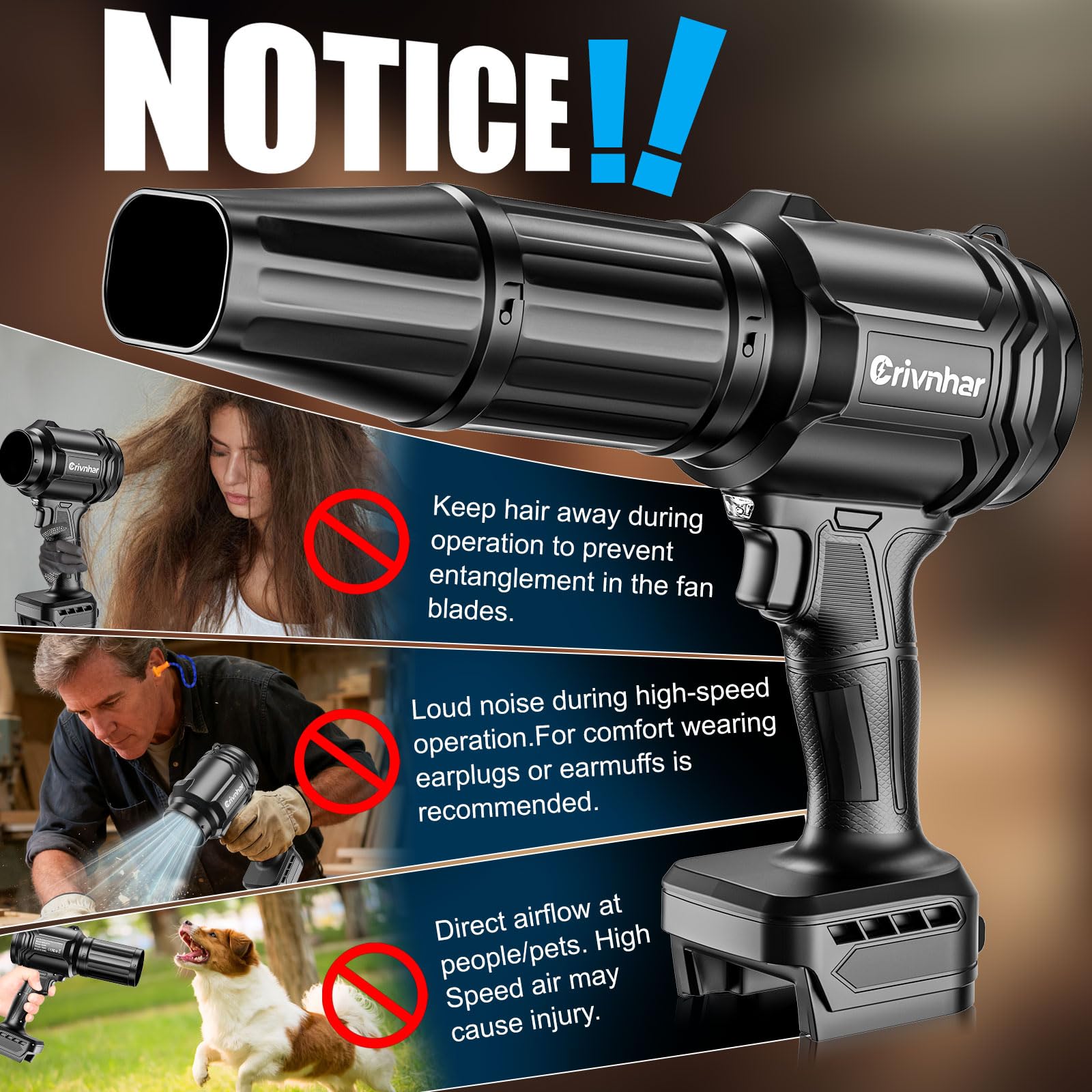 Soffiatore per foglie senza fili compatibile con batteria Milwaukee da 18 V, motore brushless (solo utensile), 36.000 giri/min, mini soffiatore da giardino a velocità variabile con LED + 2 ugelli, per