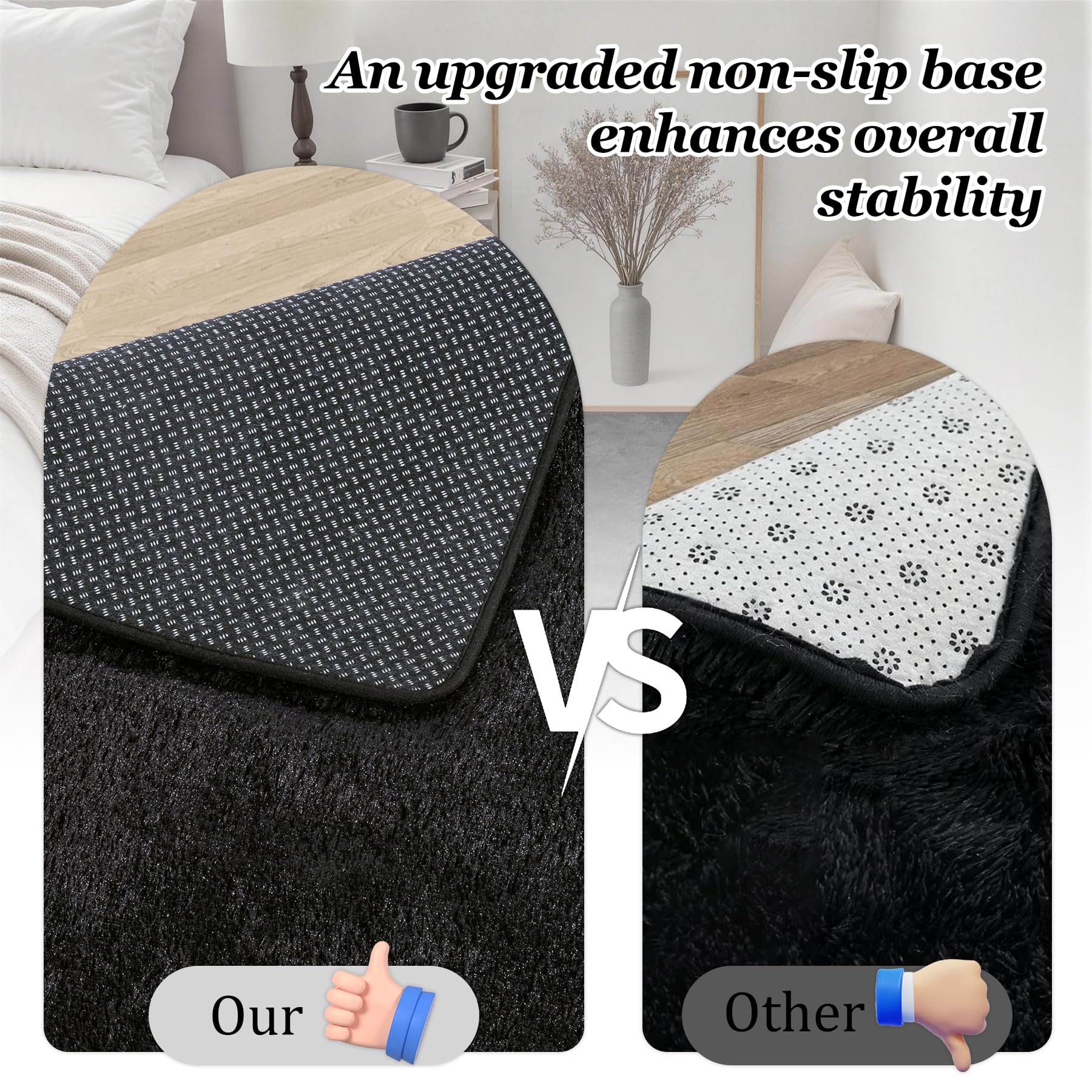 The 5 Best Large Area Rugs Cheap Under $100 in 2026 1 Luxturiy 8x10 Area Rug Living Room Bedroom: Fluffy Plush Shag Carpet Black — product photo