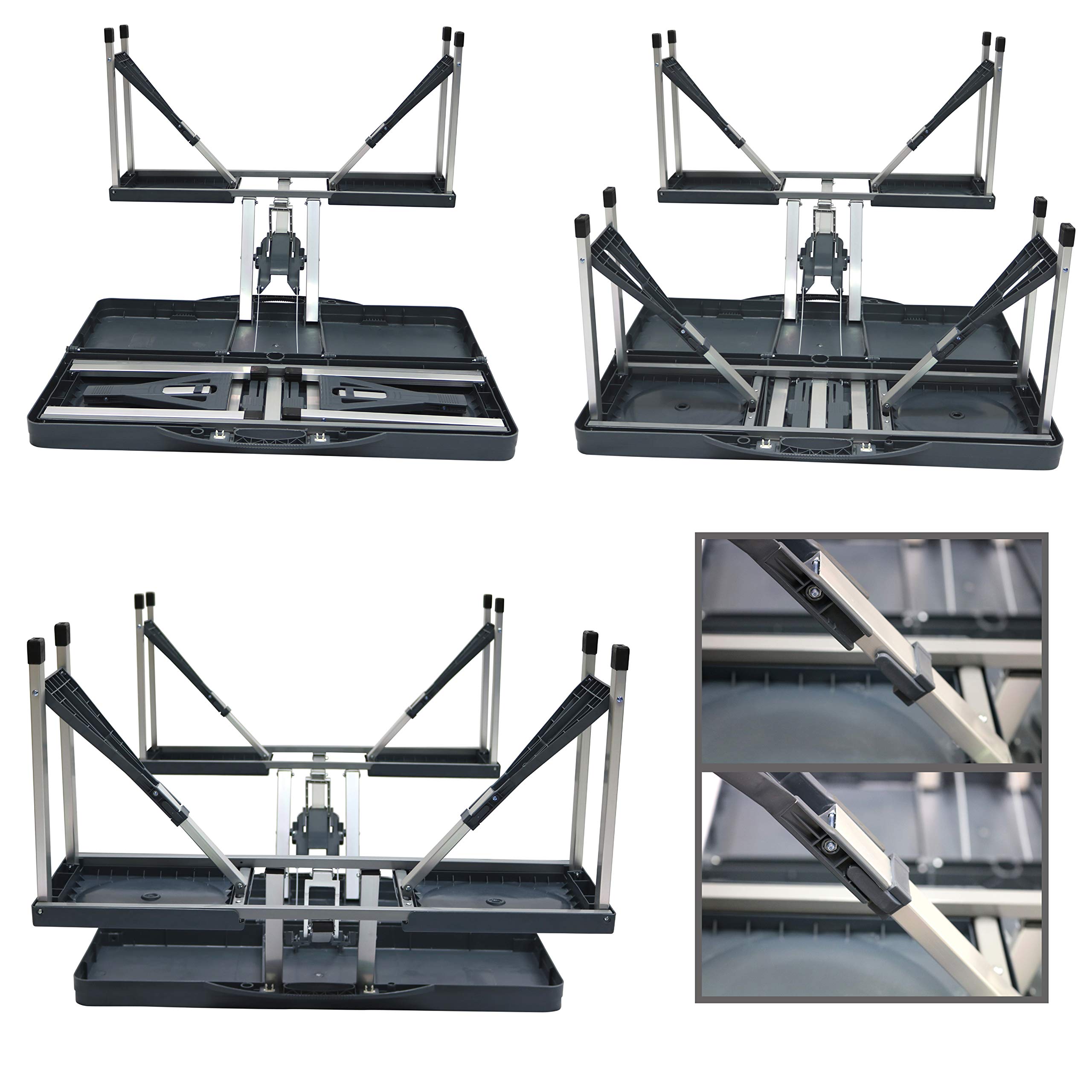 Cao Tavolo da picnic con valigia da campeggio, Blu (Grigio), 85 x 65 x 67 cm