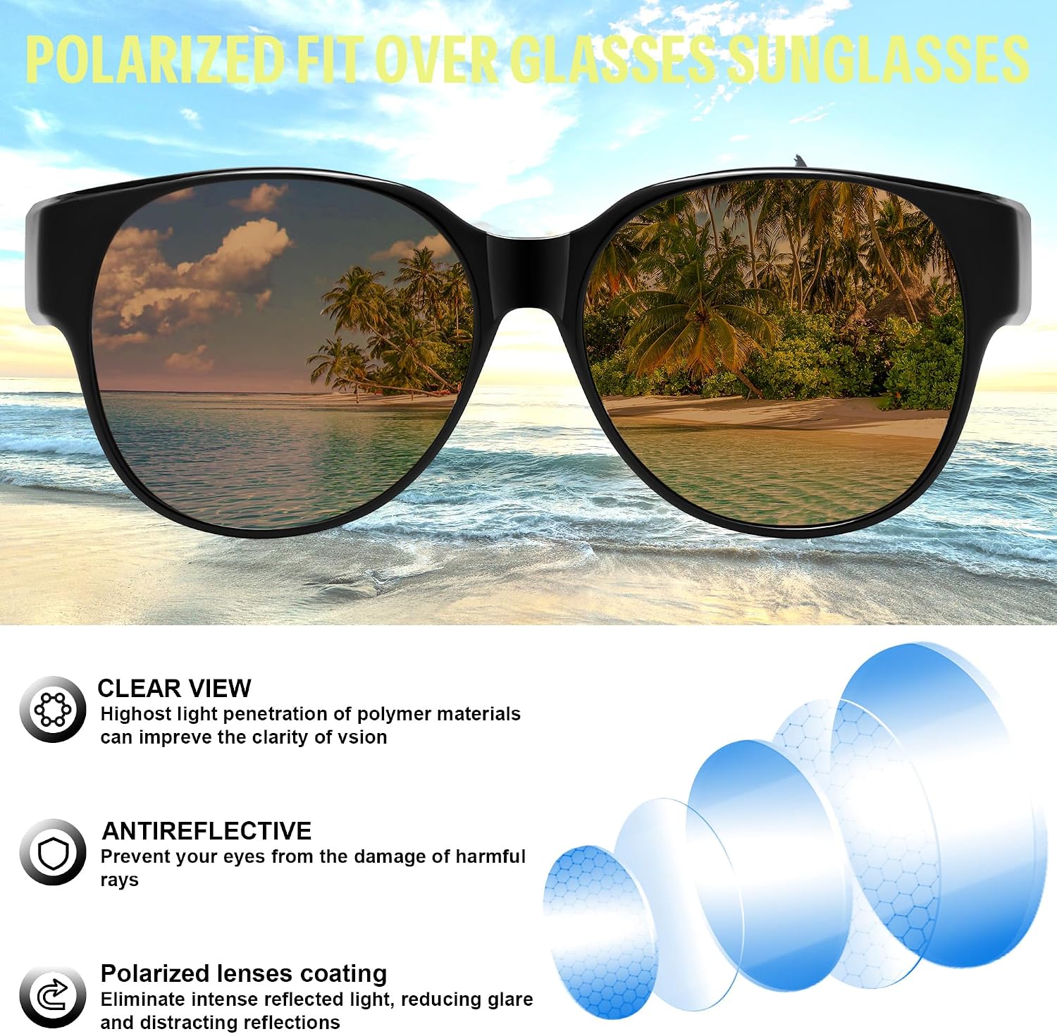 FEISEDY Fit Over Glasses Polarized Sunglasses, UV400 Protection for Driving & Outdoor Activities B0328