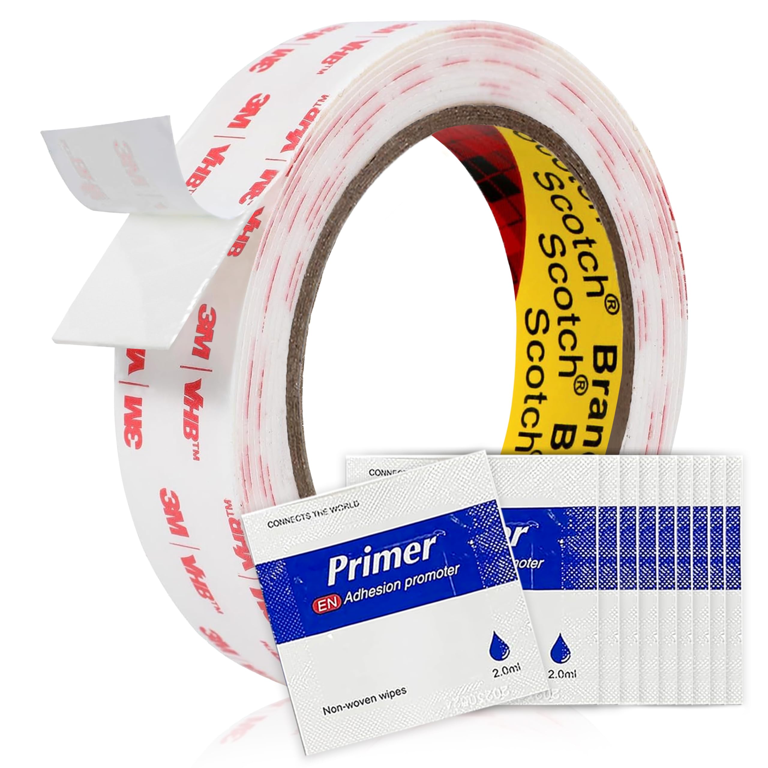 Tapsi Double-Sided Tape Heavy Duty – 1" × 9.85FT Removable Mounting Tape with Adhesion Promoters – Damage-Free Wall Hanging Strips for Pictures,