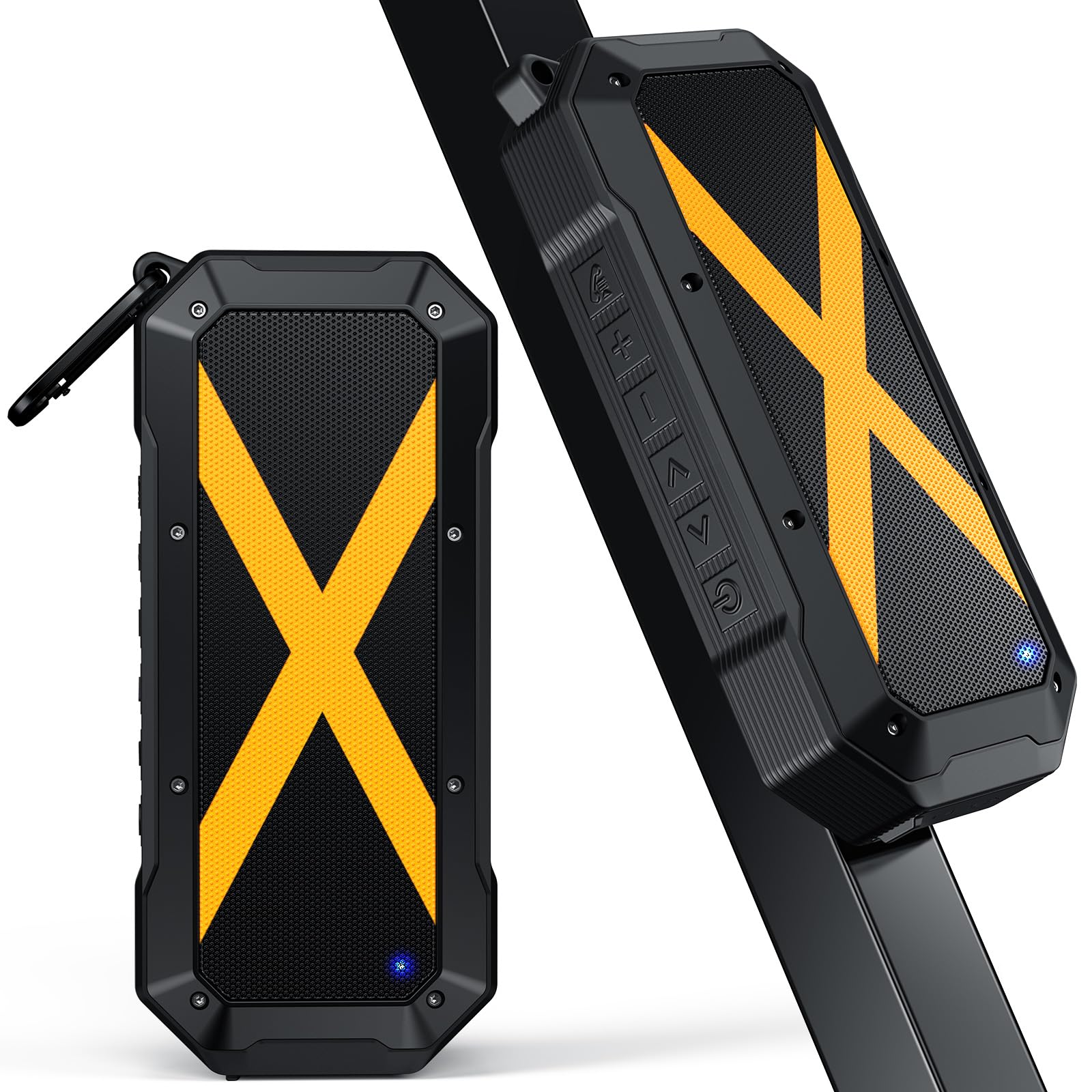 Jobsite Speaker, Portable Bluetooth Speaker Magnet and Hook, Wireless Speaker Hands-Free Calls, 30H Battery Stereo Sound IPX6 TWS for Golf Gifts, Outdoor, Construction, Worksite Ready