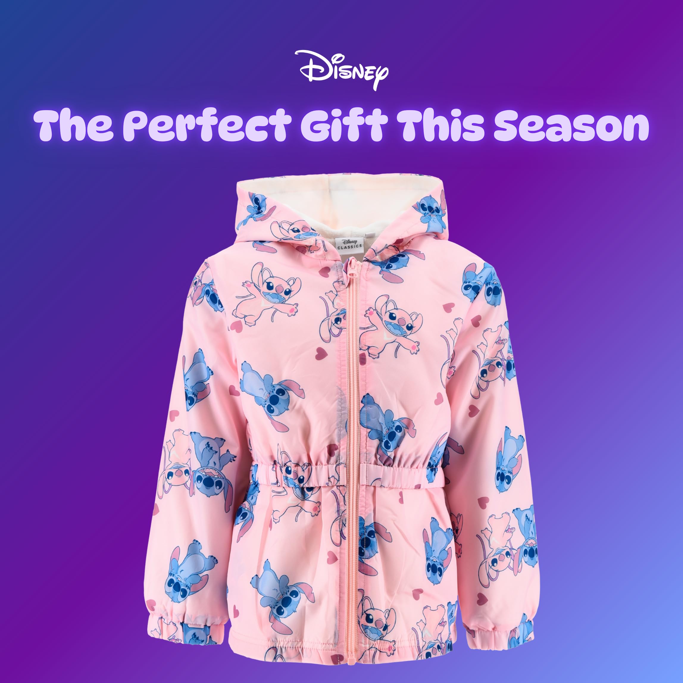 Disney Stitch Veste pour Fille, Sweatshirt au Design Classique Textile Doux, Veste à Capuche 3D pour Filles, Tailles 3 à 8 Ans