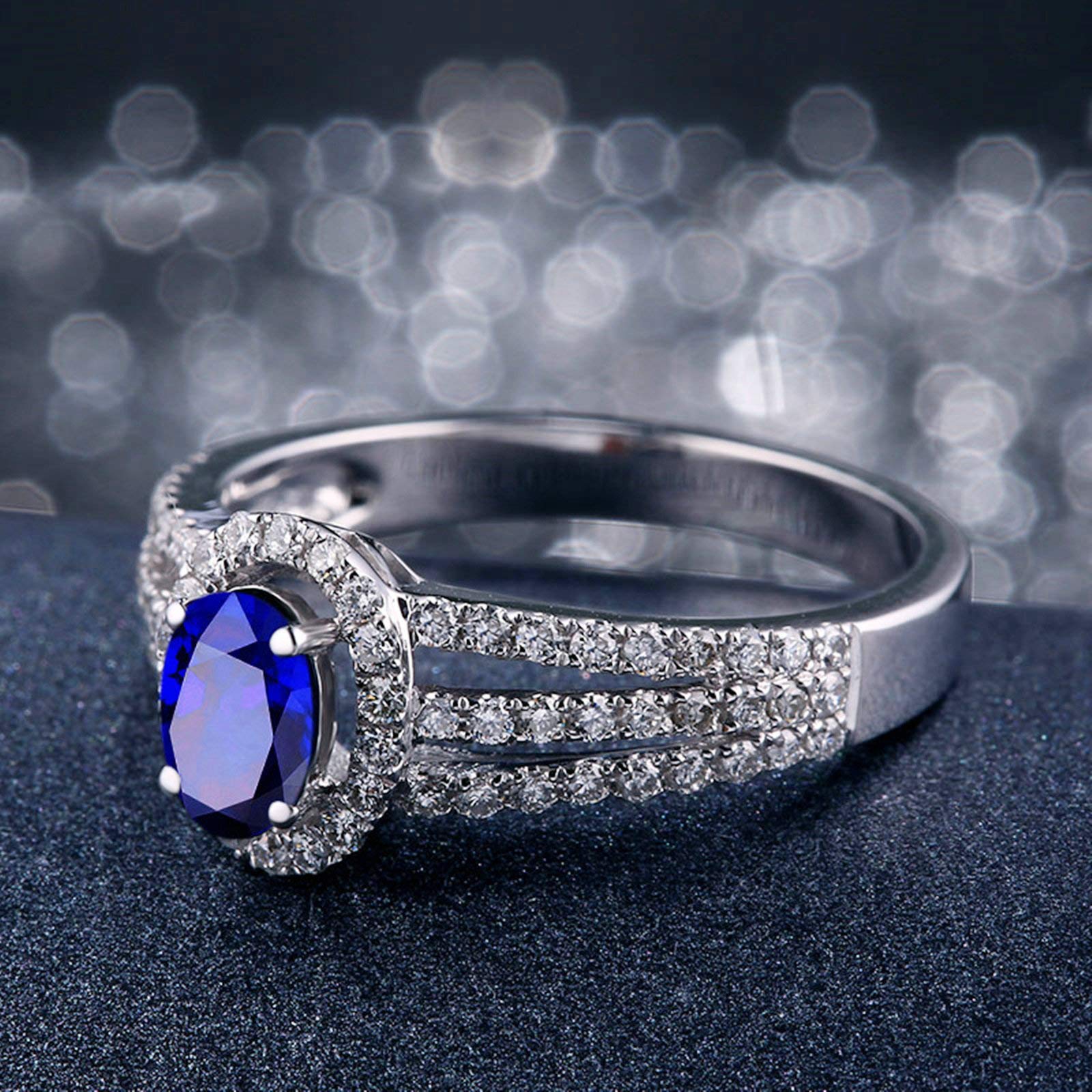 Beydodo Pierścionek damski złoty 750 Diamond Halo z szafirem 0,48/1,2 ct pierścionek zaręczynowy białe złoto pierścionek ślubny dla niej e 18 karatów (750) białe złoto, 63 cm (20,1 cala), colore: 1.2ct, cod. TLLWGZ2649