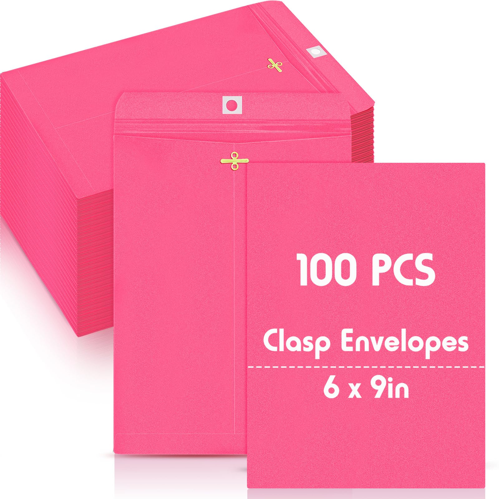 Geyee 100 Pcs 6 x 9 Inch Rose Pink Clasp Manilla Envelopes Mailing