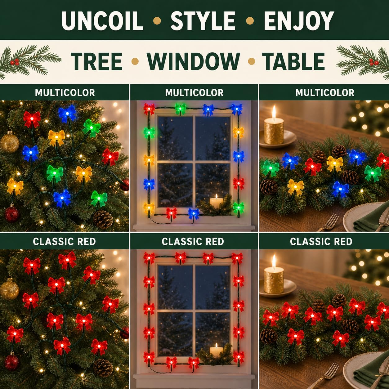 Guirnalda de 50 luces LED de Navidad, decoración navideña para interiores