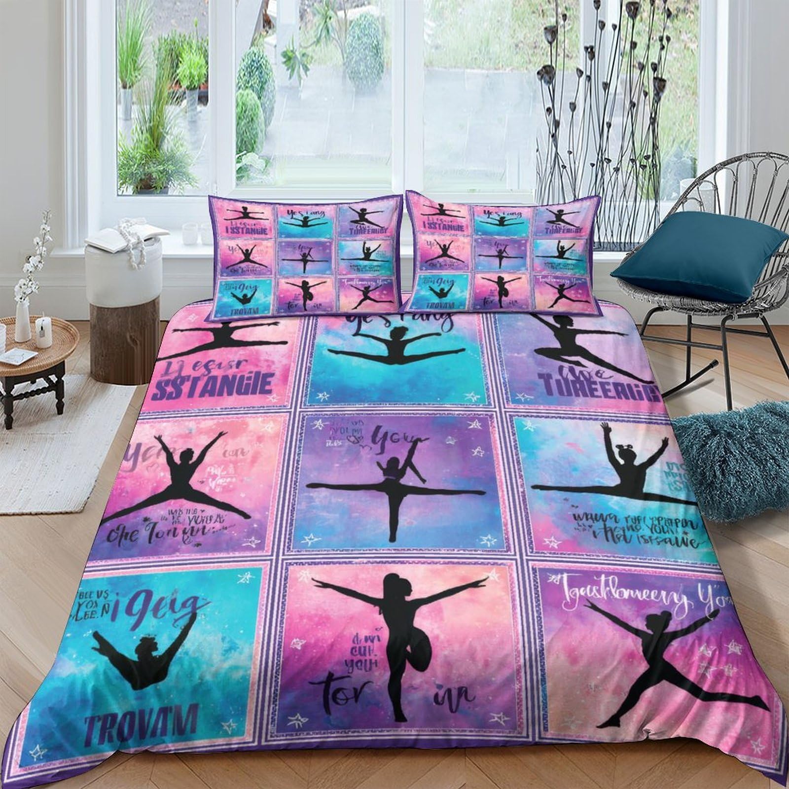 Ctjqhvkz Style-9 3D Printed Ballet Silhouette Fitted Sheet Microfiber Soft Breathable Gradient Art Mattress Cover For Bedroom Dorm Decor Single（135X200cm）
