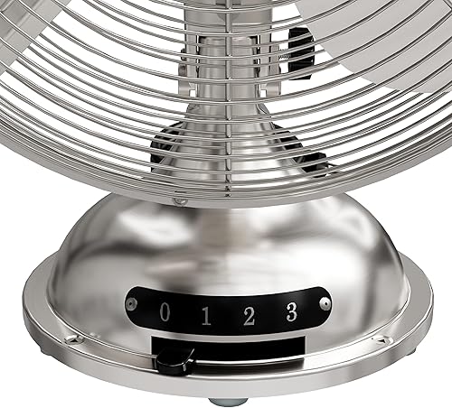 Miniatura 10 de Hunter Ventilador de escritorio portátil Classic D12 de 12 pulgadas, 3 velocidades, níquel cepillado, 97315