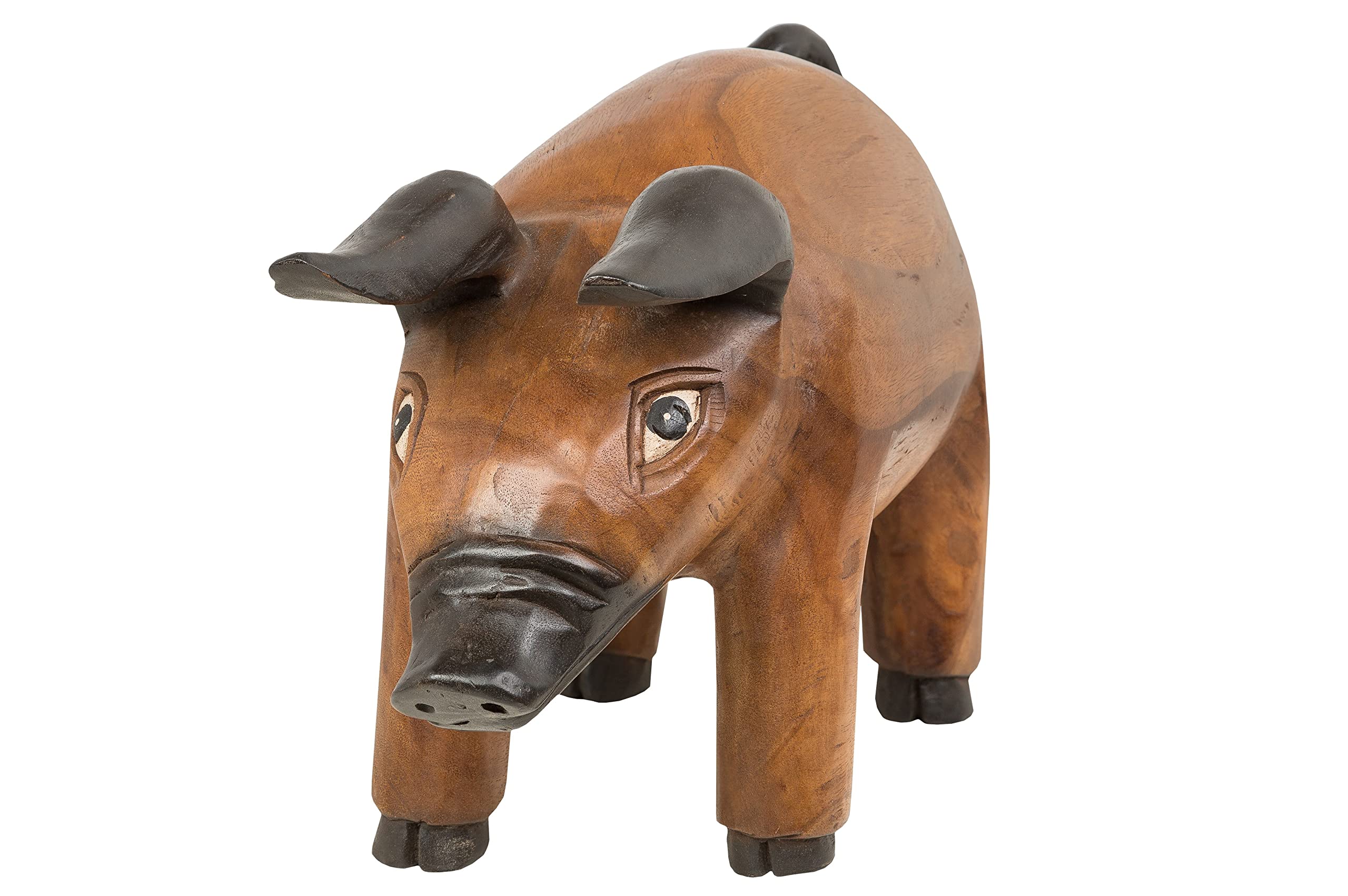 Schwein Holzfigur ca. 53 x 28 x 22 cm Deko Holzschwein Sau Deko Glücksschwein