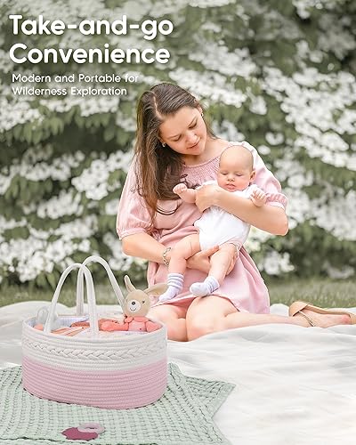 Vista 23 de Maliton Organizador de pañales para bebé, cuerda de algodón para cambiador, almacenamiento de guardería, artículos imprescindibles para bebé recién