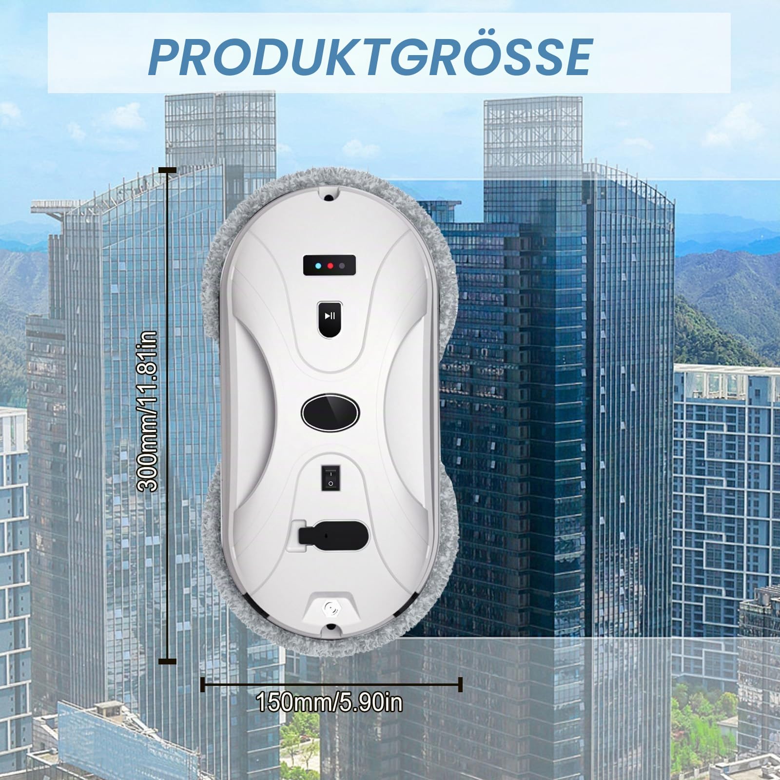 Fensterputzroboter, 5600Pa Automatischer Fensterreiniger mit Fernbedienung und 10 Tüchern, Fensterreiniger Roboter Elektrisch Fenstersauger für Innen und Außenfenster Glas Fliesen