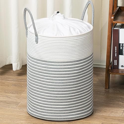 Goodpick Cesta de ropa sucia de 60 litros para juguetes, mantas, cesta pequeña para la ropa sucia para sala de estar, contenedor de lavandería, 15 x