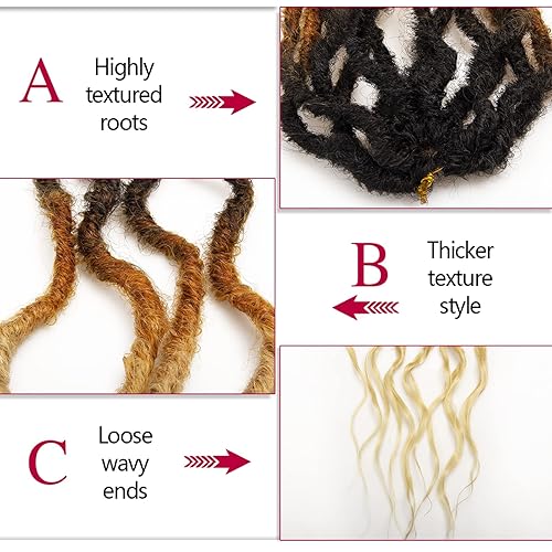 Miniatura 102 de 8 paquetes de rastas de cabello sintético de ganchillo de 18 pulgadas, rastas sintéticas bohemias con extremos rizados, cabello de ganchillo suave