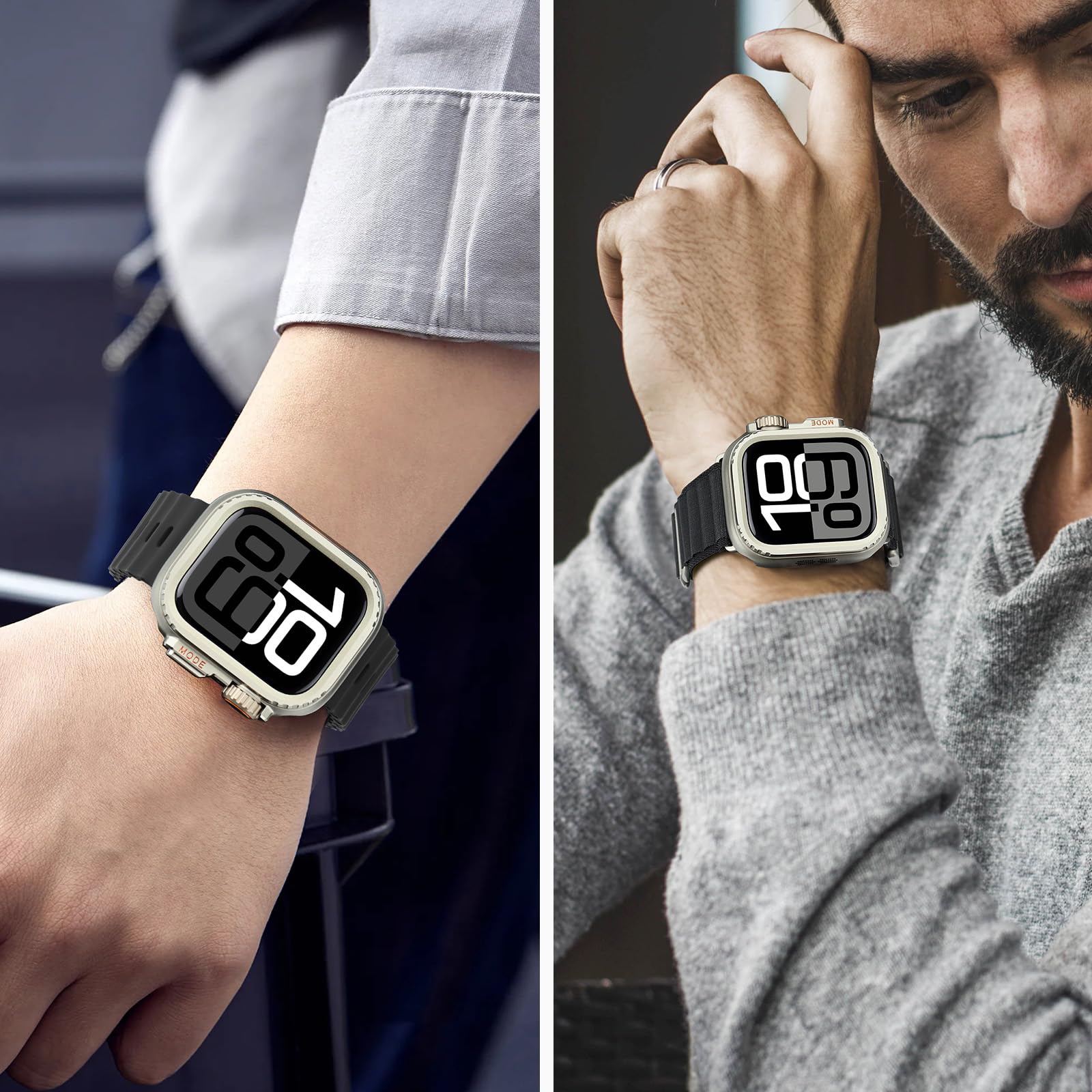 Bisikor Metalowe etui 2 w 1, kompatybilne z Apple Watch serii 11/10 46 mm, wytrzymałe, odporne na wstrząsy metalowe etui z tylną obudową do iWatch 46 mm (tytanowe)