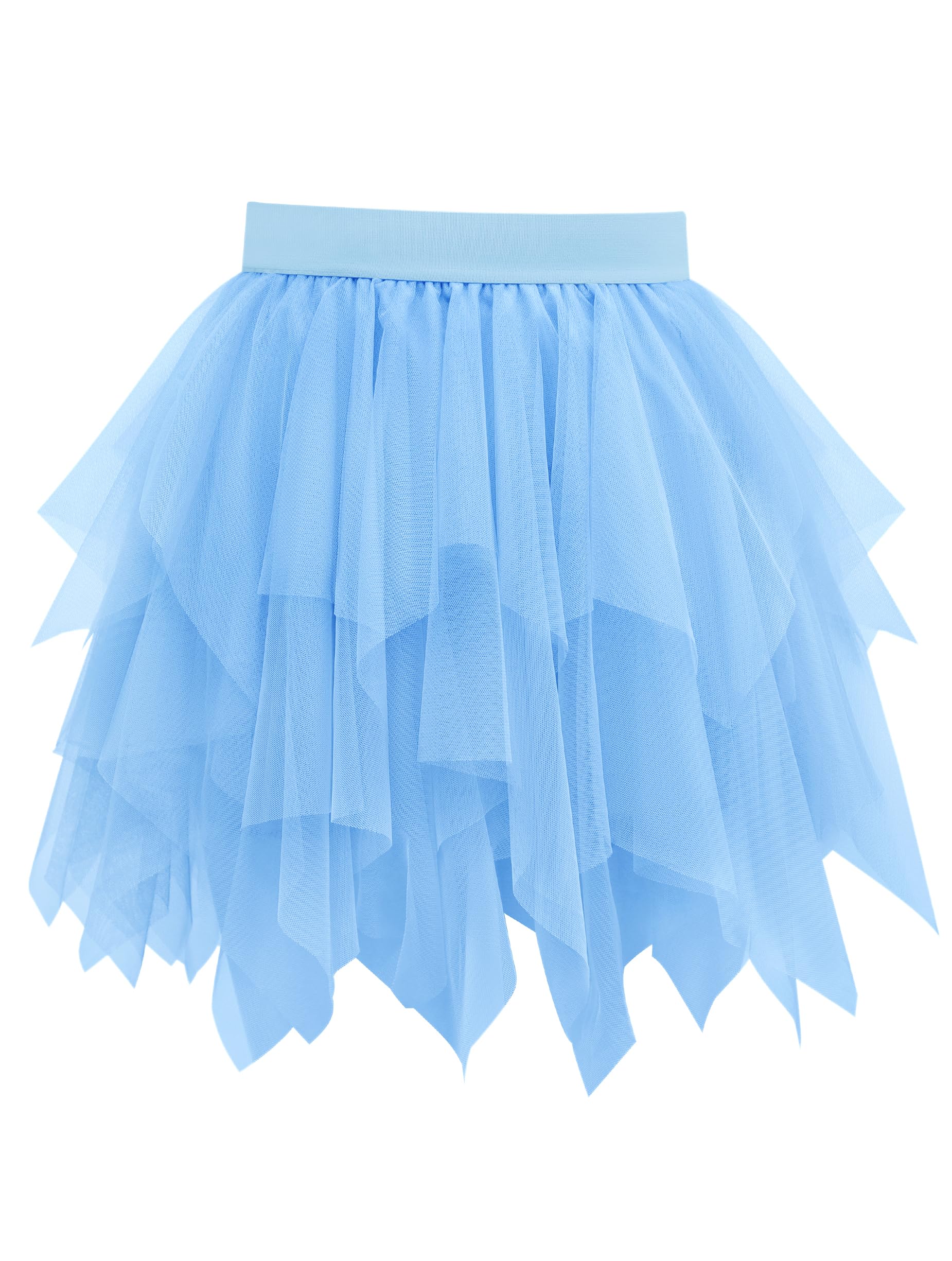 Vlazom Women's Tulle Tutu Skirts, 4 Layered Petticoat Underskirt Vintage A-line Rockabilly Tutu Skirt for Dress-up Parties Dancing, Halloween Party Light Blue,S-M