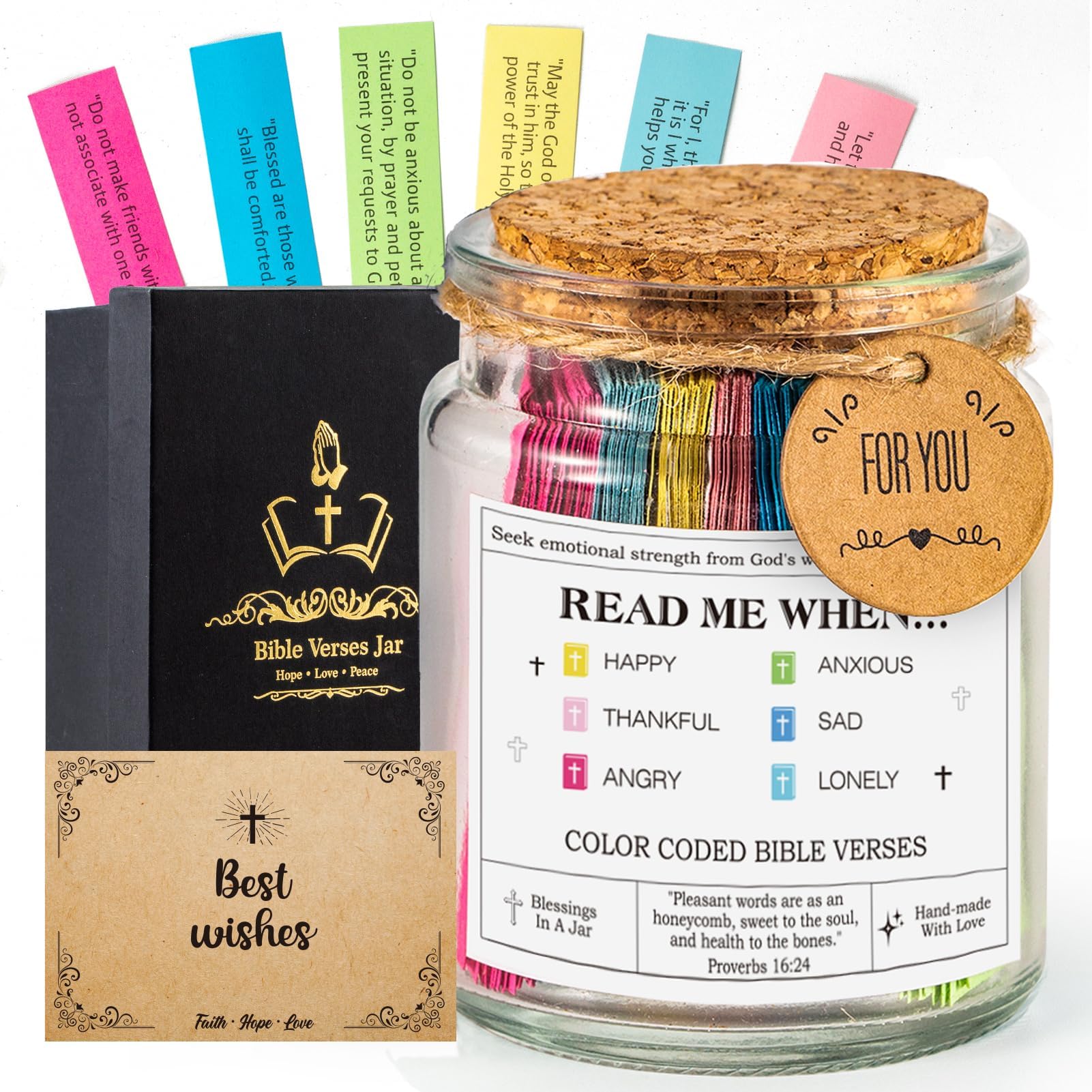 Bible Verse Jar(KJV) - Christian Gifts For Women, Men, Mom, Dad, Friend, Birthday Gifts For Women, Easter Basket Suffers, Christmas & Mother's Day Gift, Graduation Gift- Prayer Jar Daily Encouragement