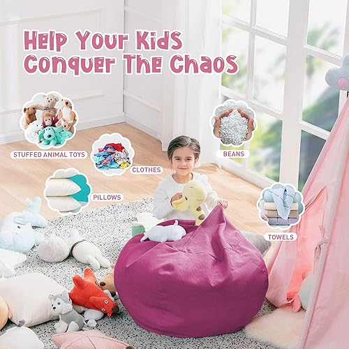 Miniatura 228 de Nobildonna - Funda para silla de puf (relleno sin relleno) de nido de pájaro para niños y adultos. Puf extra grande para almacenamiento de animales