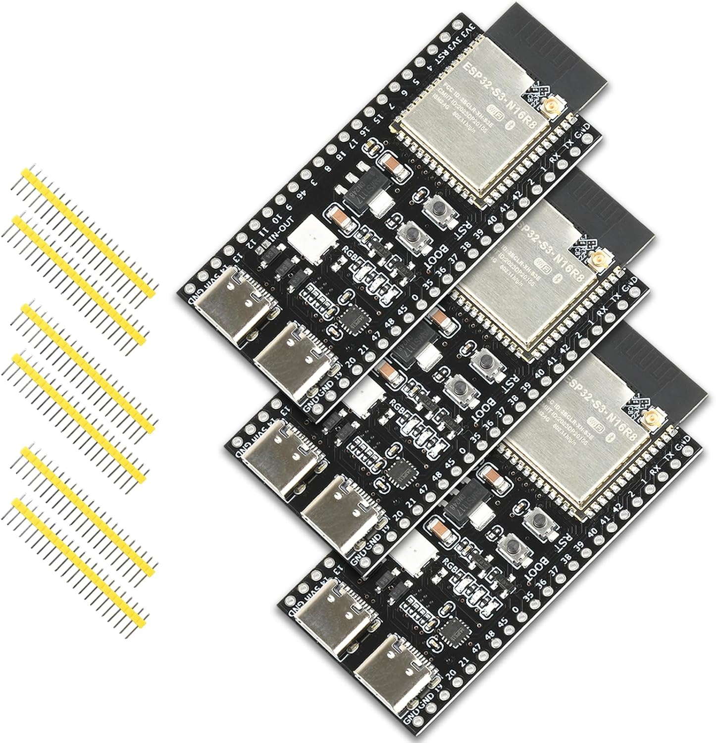 diymore 3 szt. do ESP32-S3 DevKitC-1 N16R8 moduł do ESP32 S3 1-N16R8 deska rozwojowa z WiFi Bluetooth 5.0 antena USB C
