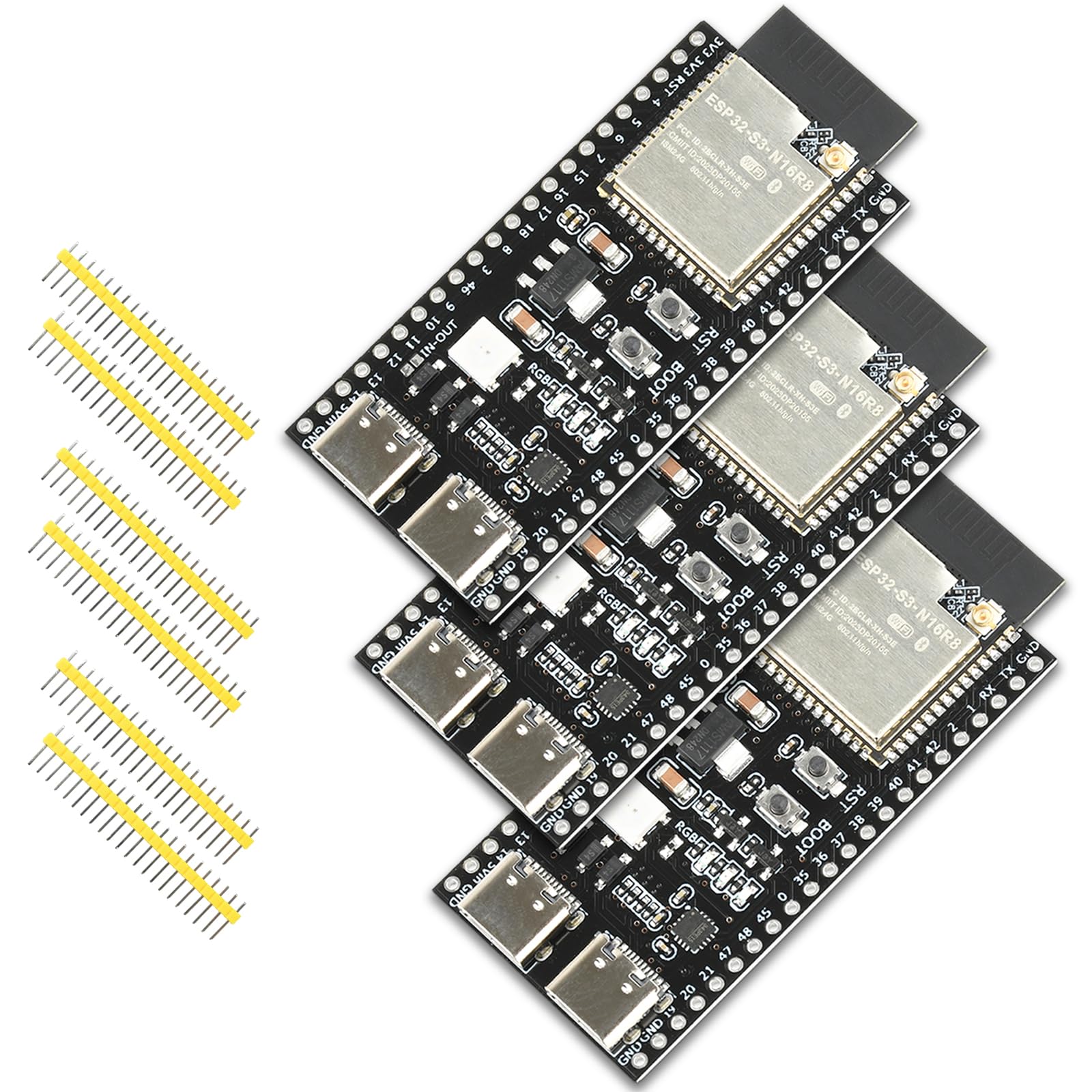 diymore 3 szt. do ESP32-S3 DevKitC-1 N16R8 moduł, do ESP32 S3 1-N16R8 deska rozwojowa z WiFi, Bluetooth 5.0, antena USB C