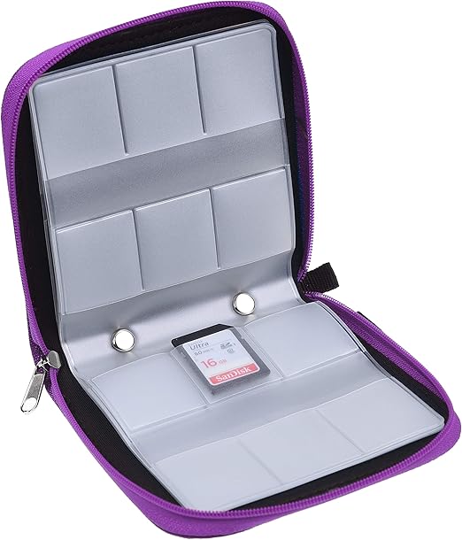 Eco-Fused Memory Card Case - Fits up to 44x SD, SDHC, Micro SD, Mini SD and 4X CF - Holder with 44 Slots (Purple / 44 Slots - 1 Pack)