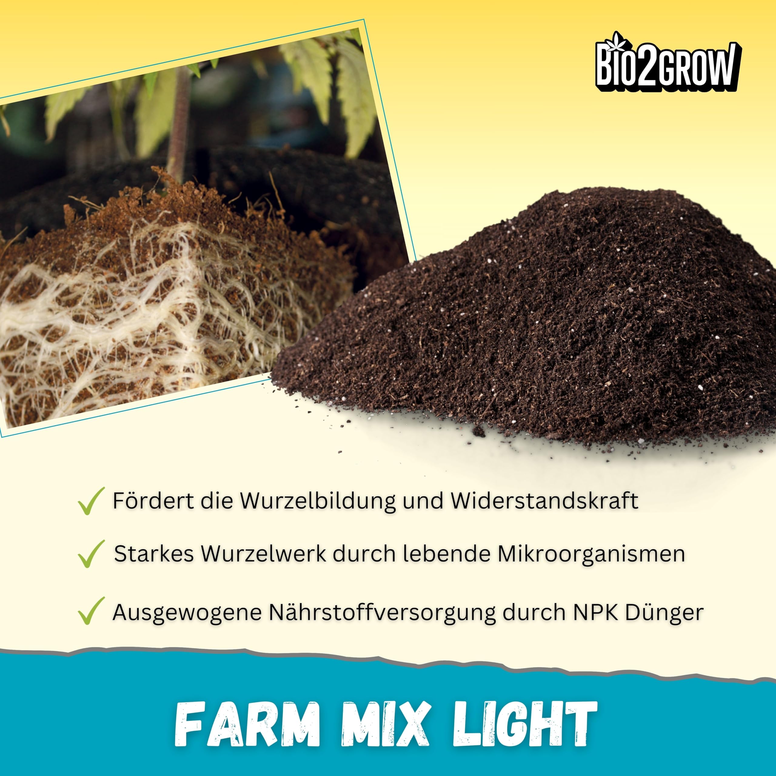 Bio2Grow Farm Mix Light 160 l, 4 worki, ziemia do kwiatów do wnętrz i na zewnątrz, lekka mieszanka