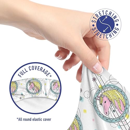 Miniatura 5 de Ambesonne Funda protectora para silla de oficina con diseño de tatuajes, diseño de unicornio, círculos, luna, estrellas y puntos, funda protectora