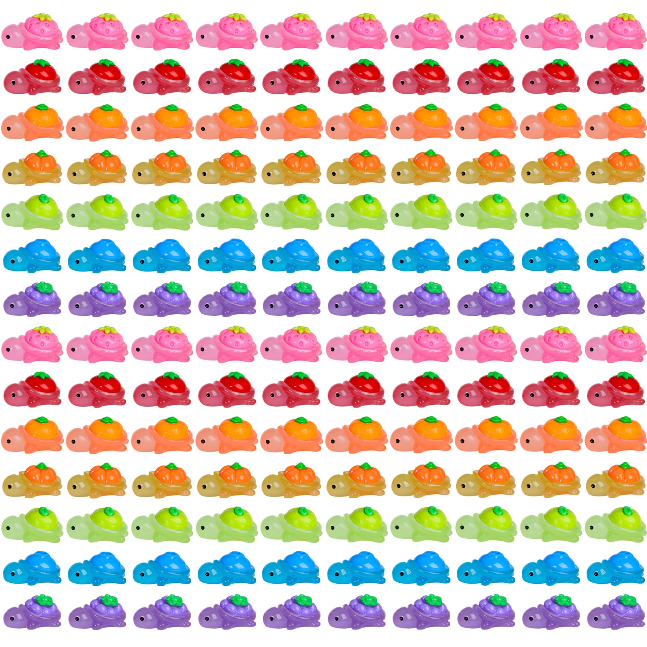 Ginwrek Resin Animals Turtles 150pcs Mini Resin Turtles, Glow In The Dark Mini With Cute Fruit Designs, Animals For diy crafts, Fairygarden, Partyfavors