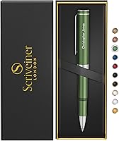Vista 10 de Scriveiner Green Rollerball EDC Luxury Pen, Stunning Pocket Pen with Chrome Finish, Cool Writing Pen, Best Gift for Men & Women, German Schmidt