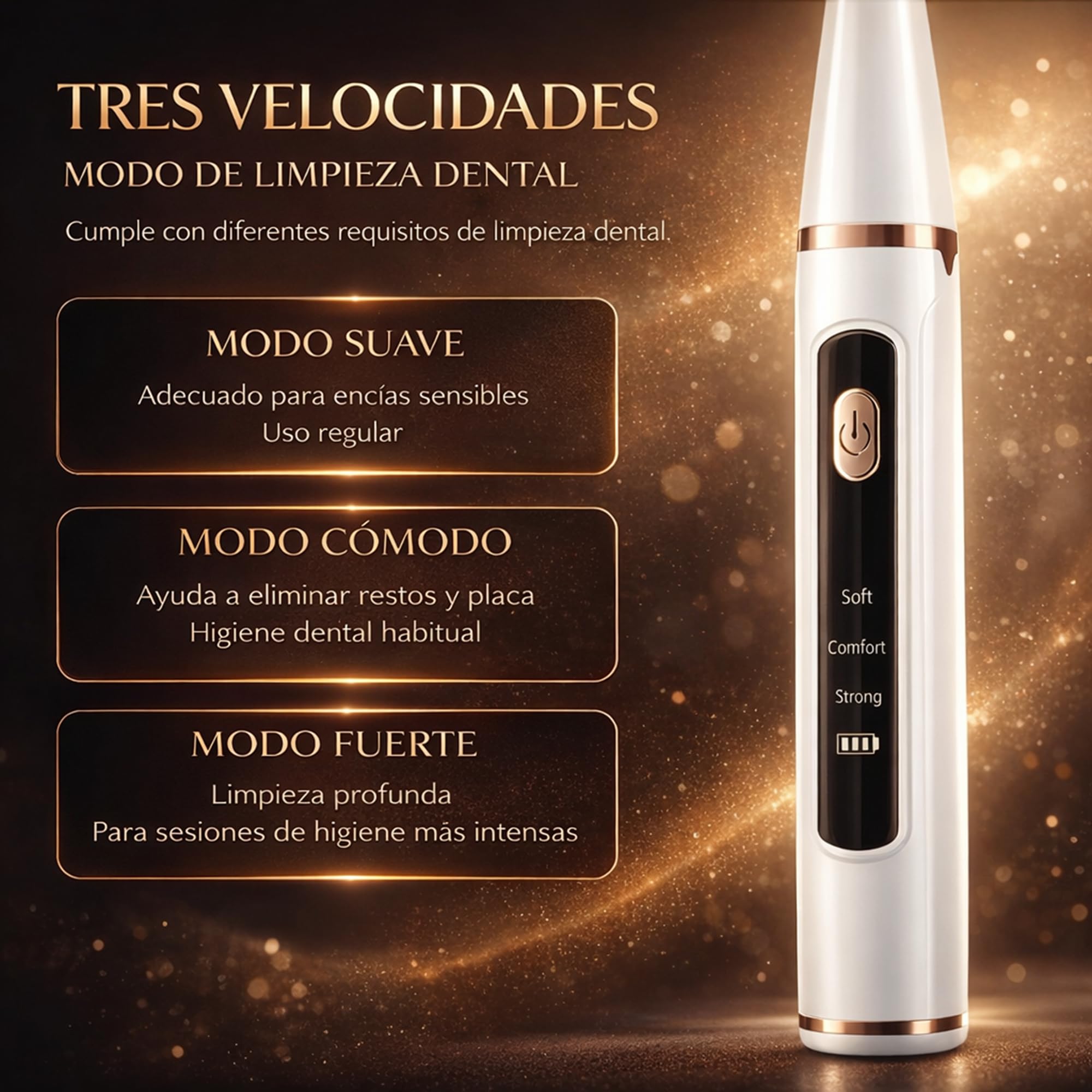 Kit De Limpieza Dental, Cepillo Dental Ultrasonico Portatil Para Limpieza Profunda, 2 Puntas Distintas, Con Guia De Uso, Luz Led.