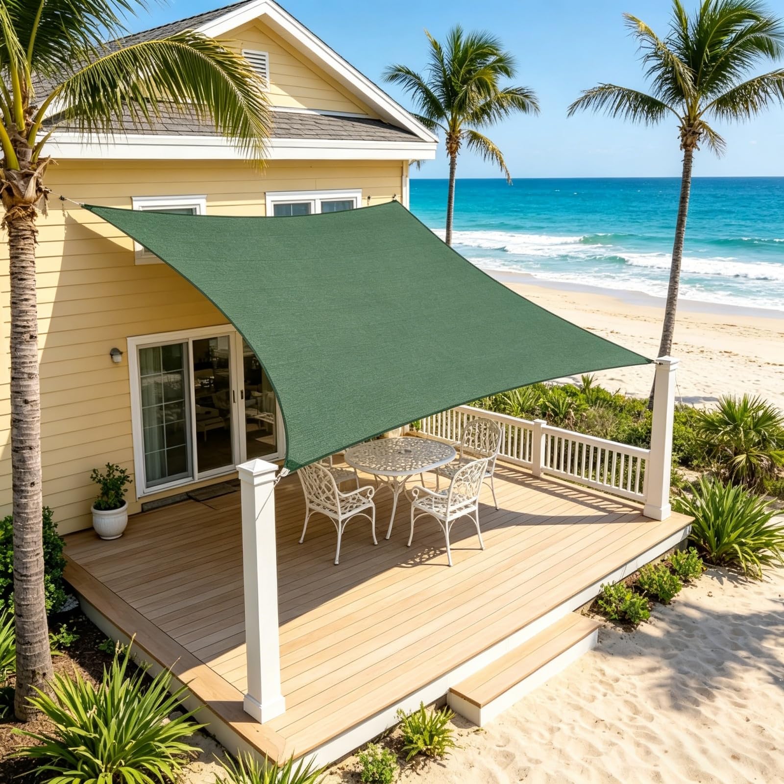 Voile d'ombrage rectangulaire contre la chaleur sur le balcon
