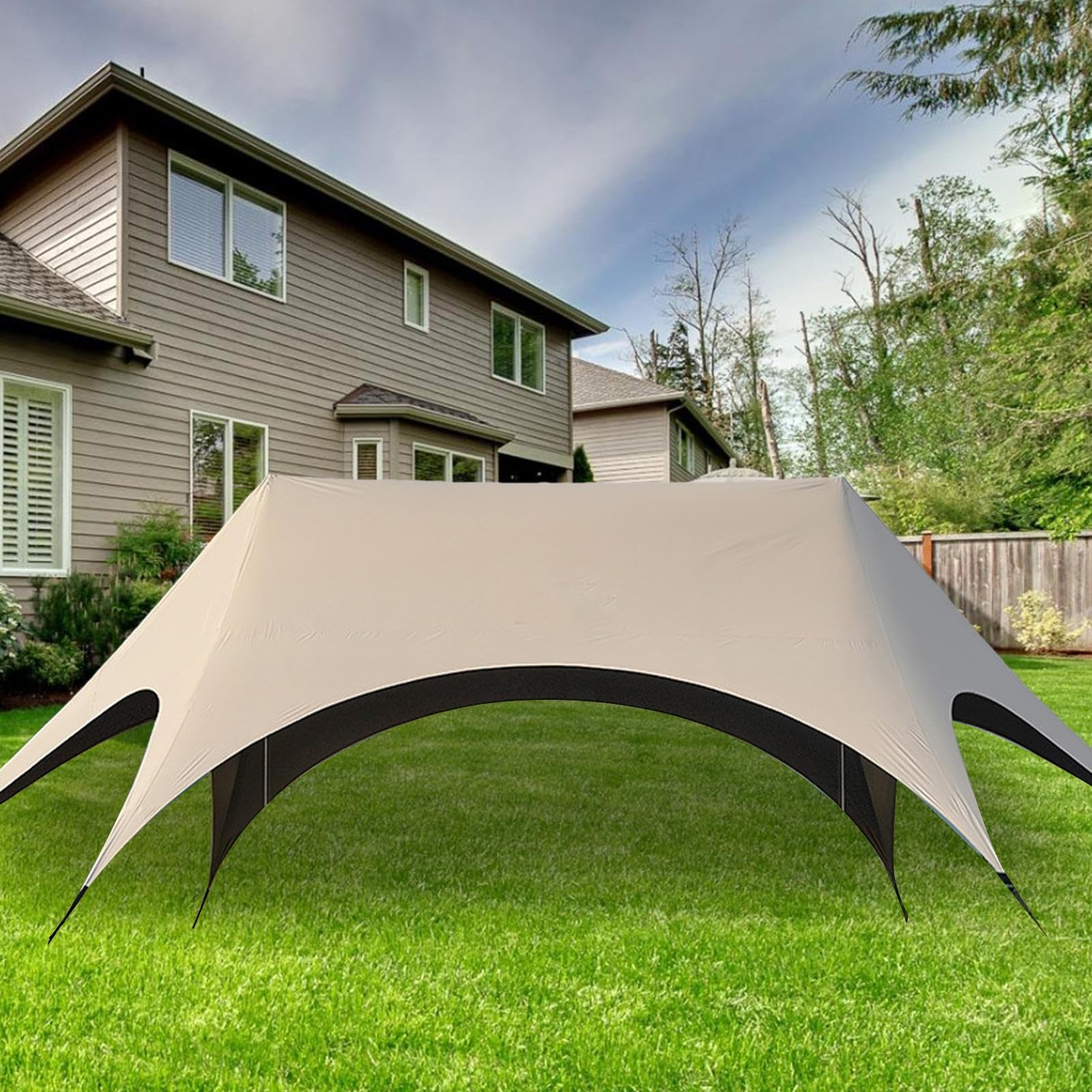 Toldo Exterior, Sombra Rápida para Camping, Estructura Resistente con Protección Solar para Barbacoa Boda Jardín Picnic Piscina Césped Terraza Porche