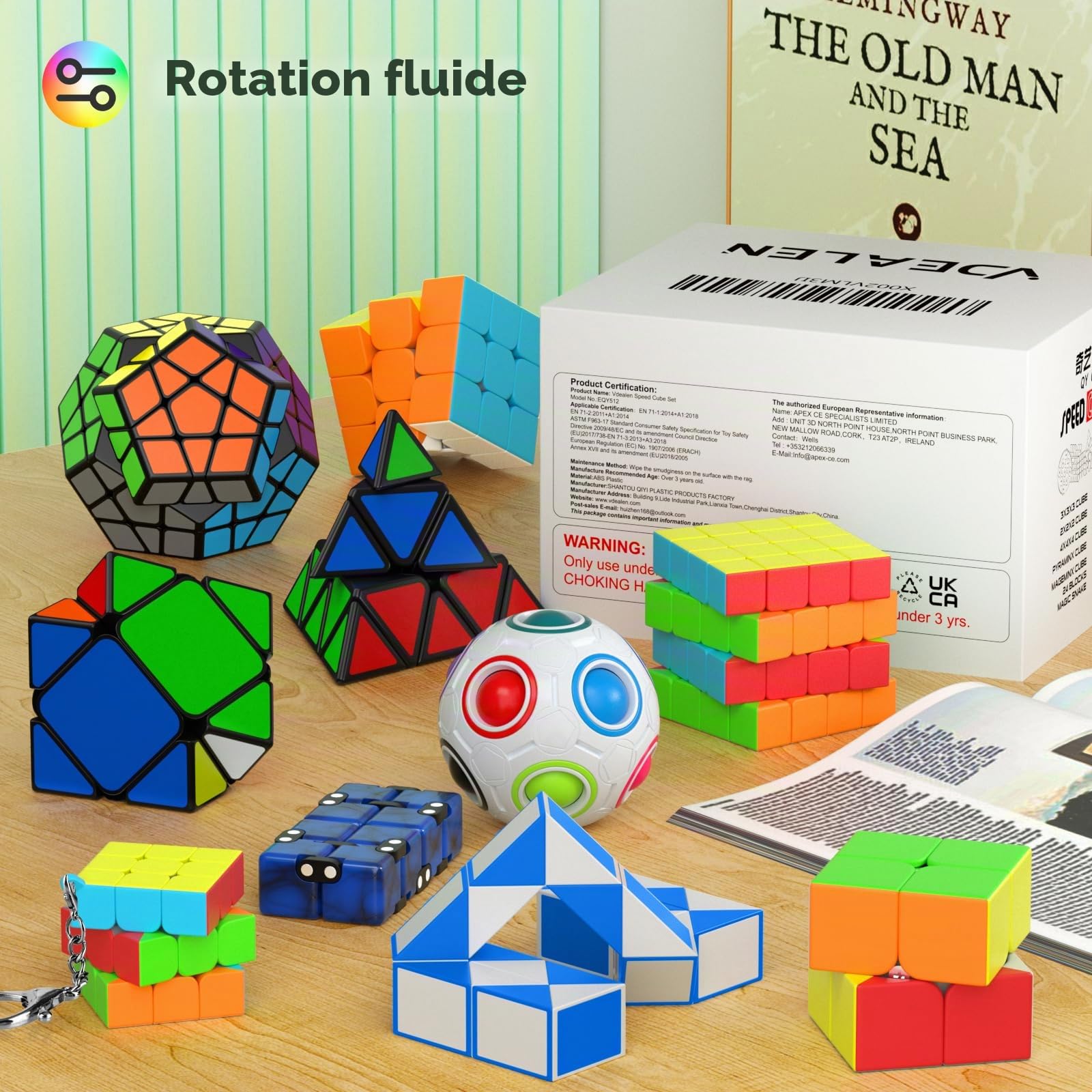 Vdealen Speed Cube Magique 2x2 3x3 4x4 Pyramide Megaminx Skewb Snake Infinity Cube de Vitesse, Lisse Autocollant Magic Cube Puzzle, Cadeau pour Enfants Les Adolescents Adultes(11 Paquet)
