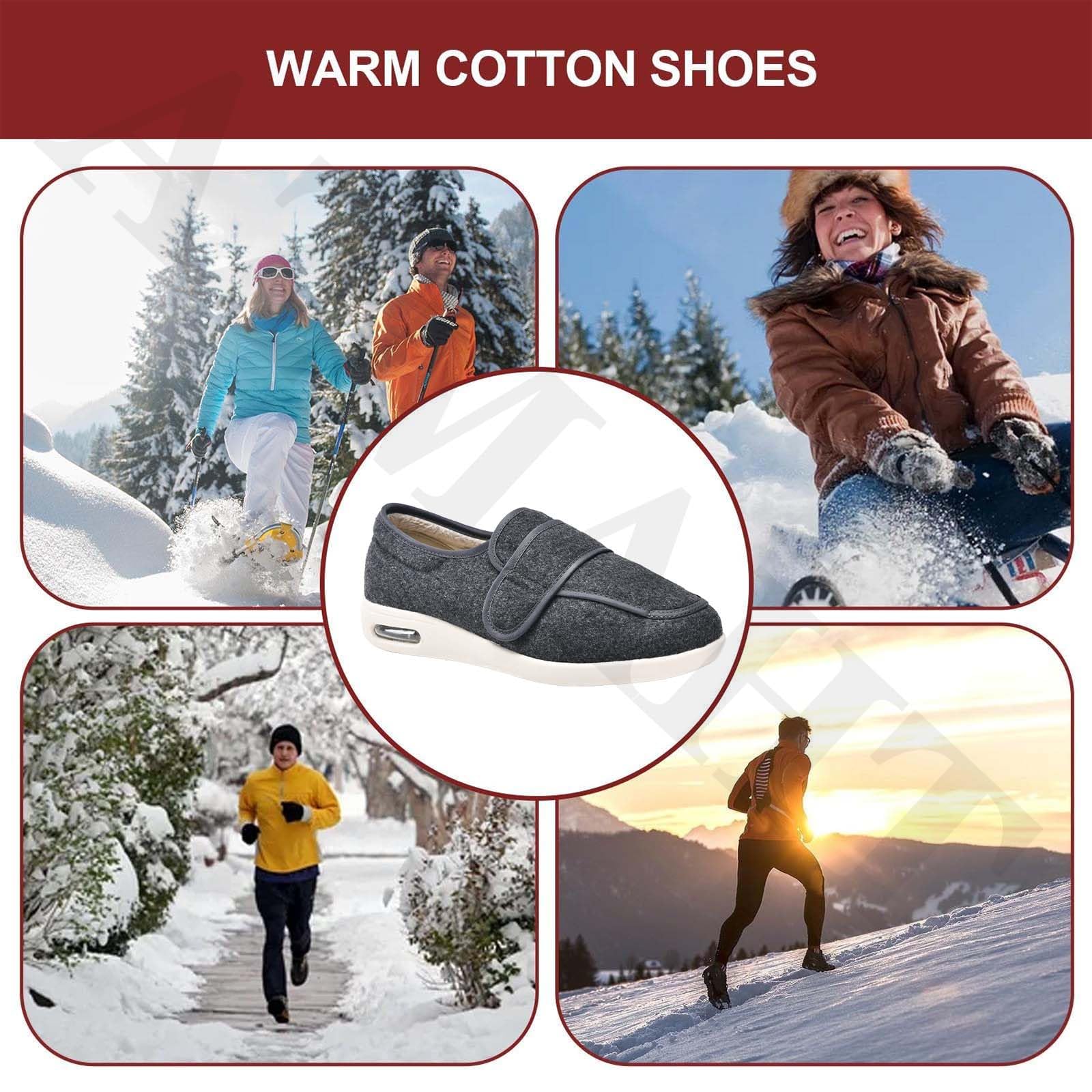 Zapatos de Invierno para Ancianos con pies hinchados Pantuflas Hombre De Forro Suave Invierno Calientes Zapatos Obesos para Hombres Mujere Zapatos de Caminar,Negro,44.5 EU