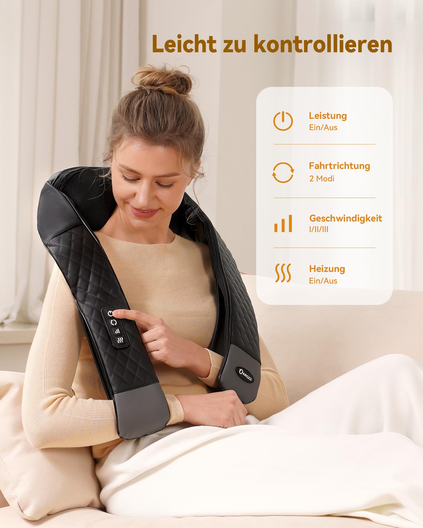 KNQZE® Nackenmassagegerät mit Wärme 2026, 4D Shiatsu Massagegerät Nacken Schulter, Nackenverspannungen lösen, Tiefenmassage für Nacken, Schulter, Rücken, Geschenke für Frauen/Mütter/Väter