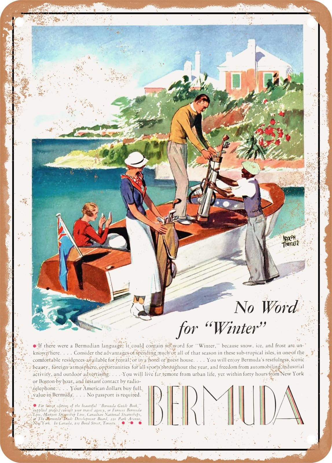 Miaomansenstore Metal Sign - 1934 No Word For Winter Bermuda Vintage Ad Home Decor