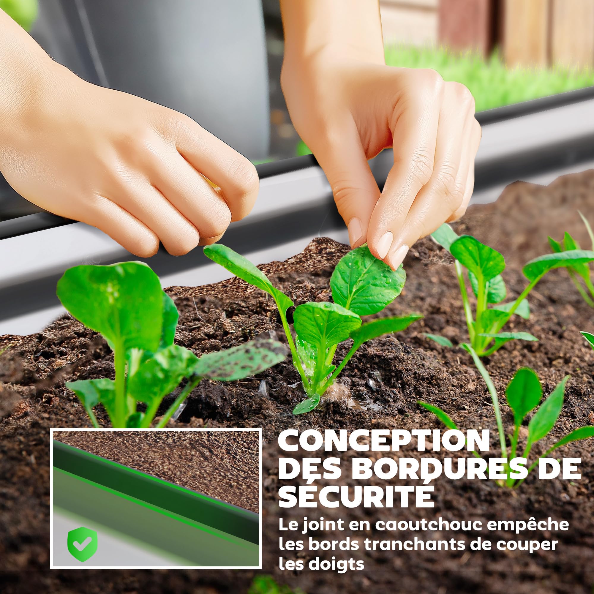 Outsunny Jardinière Surélevée Galvanisée en Acier 181 x 93 x 30 cm